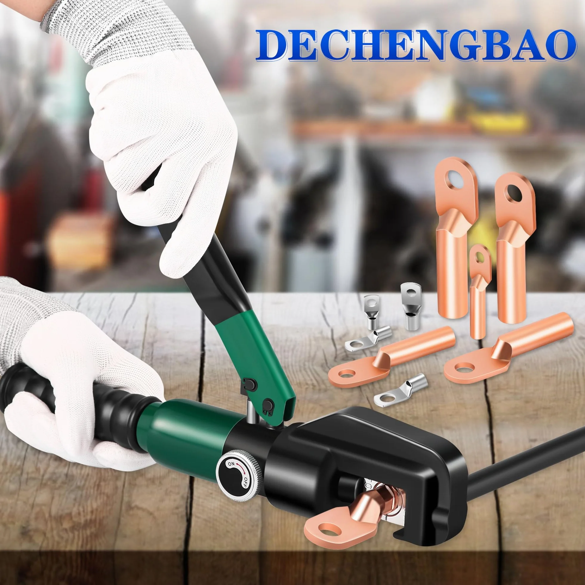 Engarzadora de terminales de cable hidráulico de 6-70 mm², kit de herramientas de cable de terminal eléctrico con 8 troqueles (herramienta de engarzado de 4-70 mm²)(YQK70)