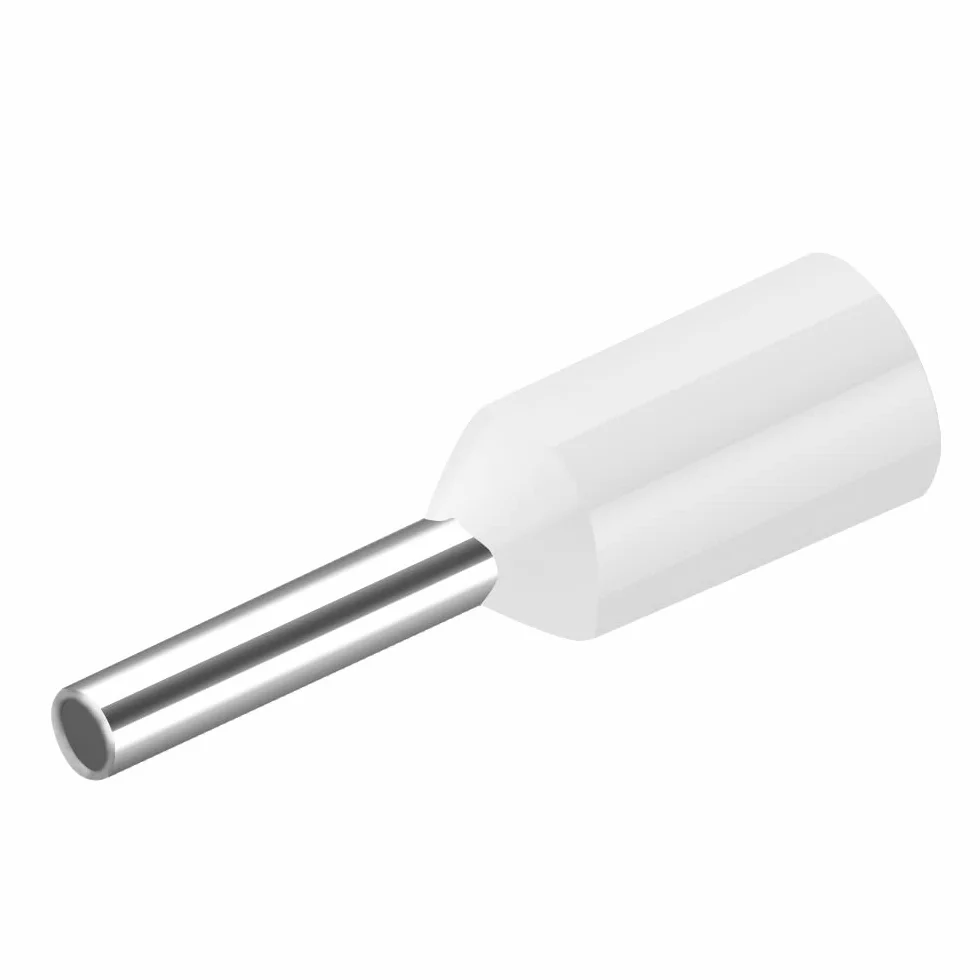 Heschen E0508 Terminal de extremo de cable, AWG22 / 0,5 mm², conector de crimpado de cobre, aislado, blanco, paquete de 1000