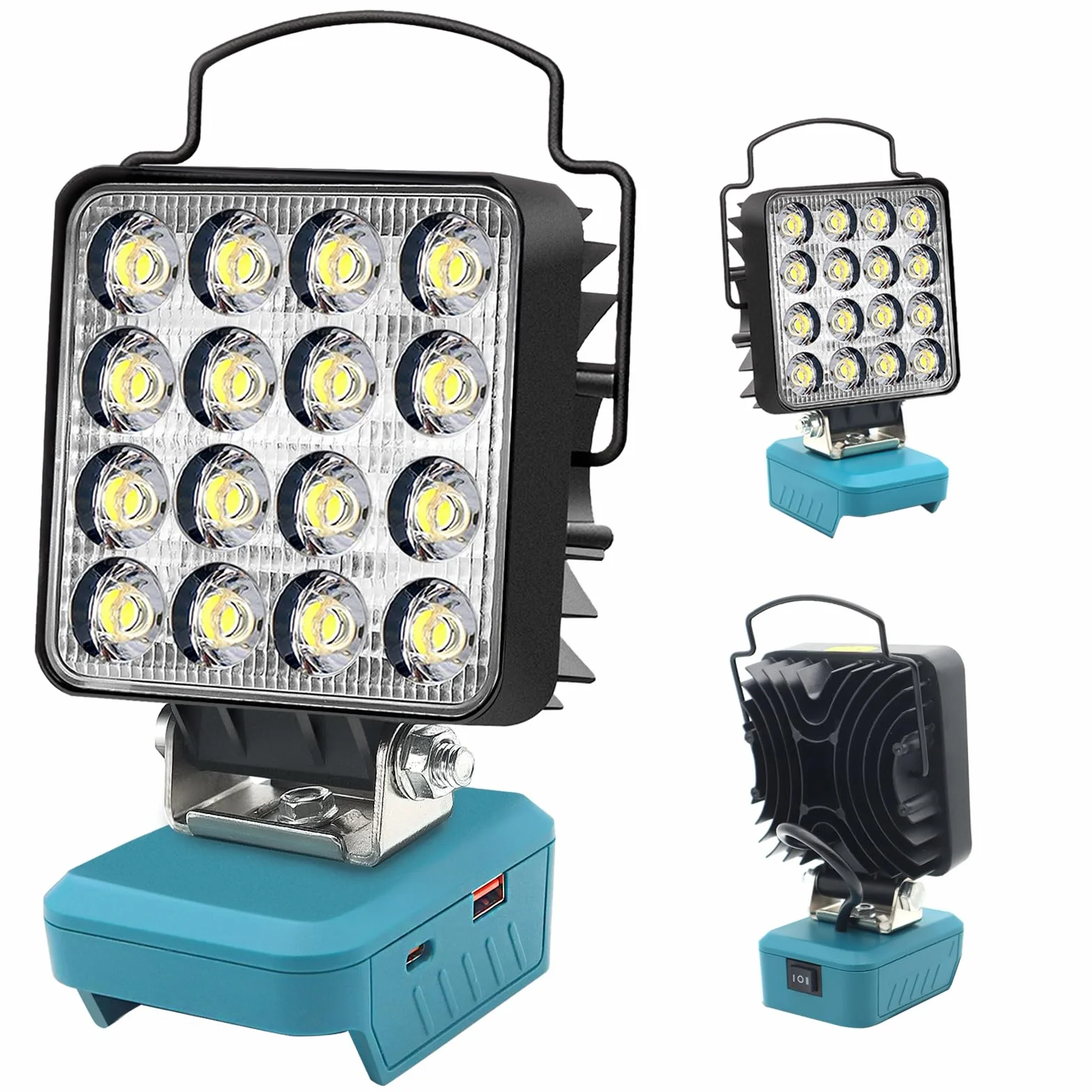 Compatible con Makita 18V Suministro de Energía de La Batería Luces de Trabajo,34W 5000Lm Lámparas Led Sin Cuerda,Luz de Trabajo de Inundación Portátil Linterna con Puerto de Carga USB Camping