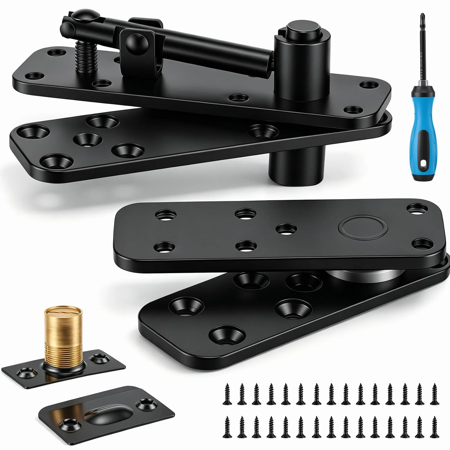 Bisagra oculta, Bisagra pivotante acero inoxidable 360° Capacidad carga 280 kg Sistema bisagra pivotante oculta para puertas Bisagras invisibles para puertas tipo estantería abatible