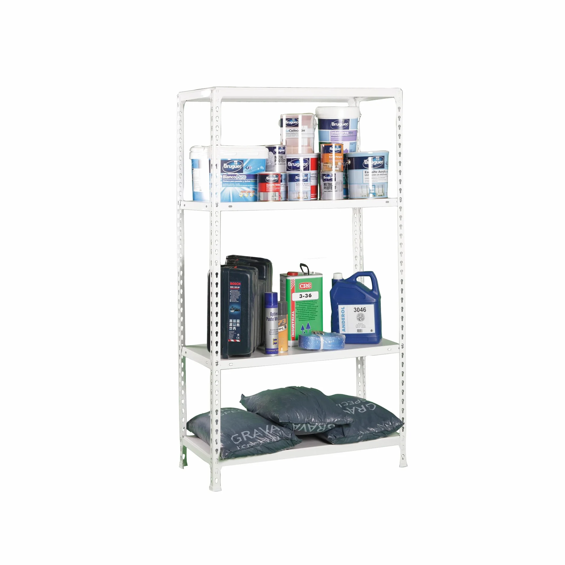 SimonRack Estantería Metálica Almacenaje 4 Niveles Capacidad Carga 70 kg, Blanco, 150x80x40