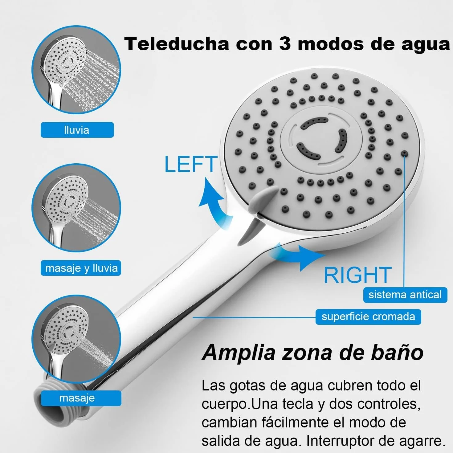 YOOZENA Columna de Ducha, Duchas de Baño Columna Extensible con Grifo,Columna Ducha con Manguera, Ducha Lluvia, Cromado Redondo