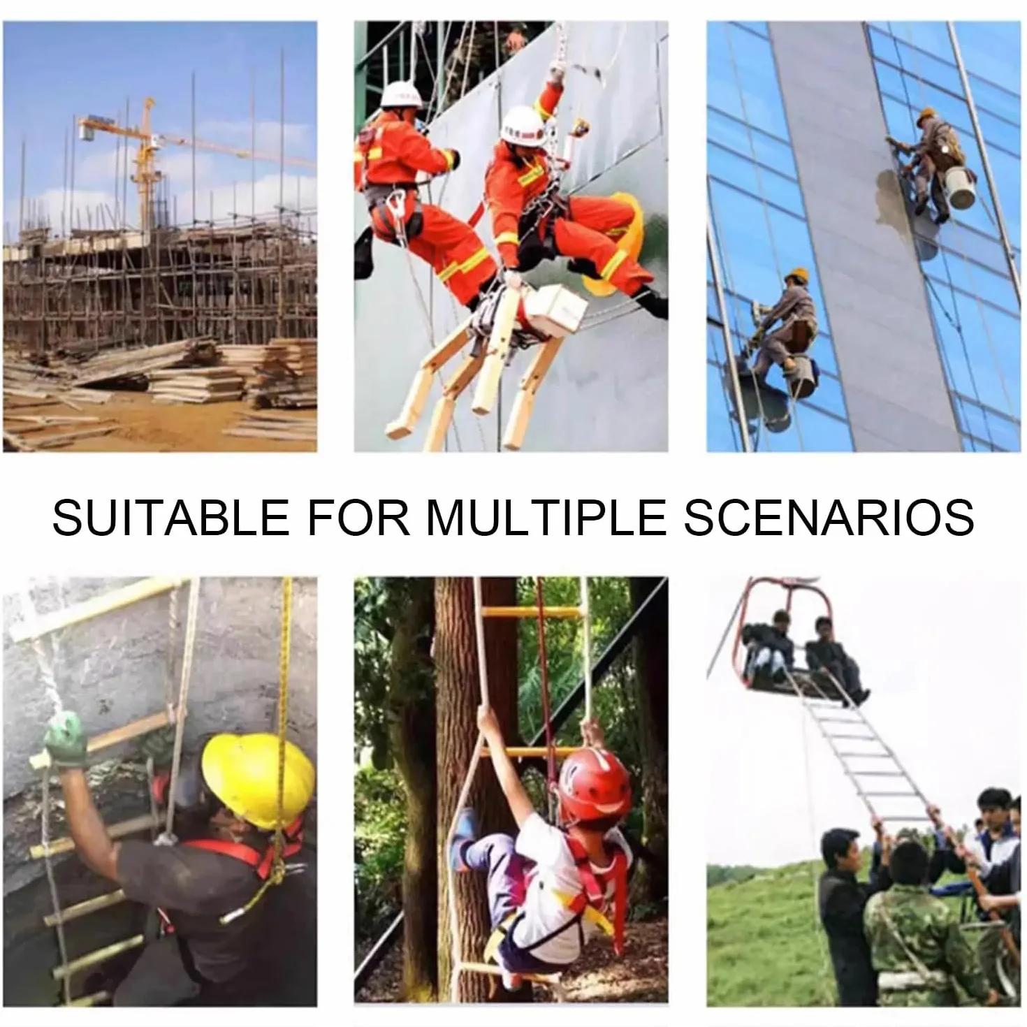 Escalera De Cuerda,12m Escalera Trenzada,Portátil para Emergencias,Adecuada para Casas De 3-6 Plantas,Balcones y Barandillas,con Una Capacidad De Carga De hasta 200 Kg.