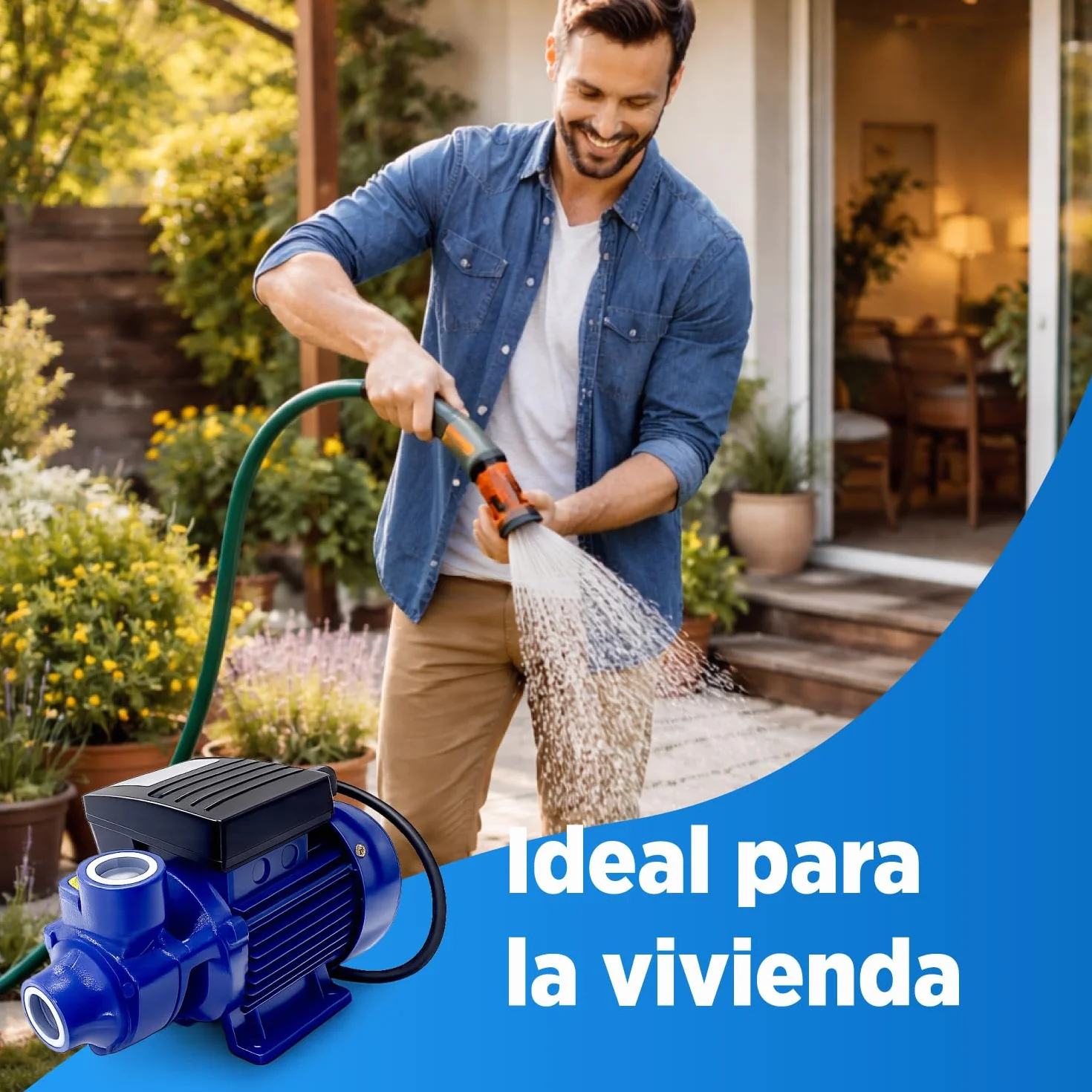 Bomba de Agua Periférica 0.5 Cv 230 V 2000 l/h Hierro Fundido Fluvia