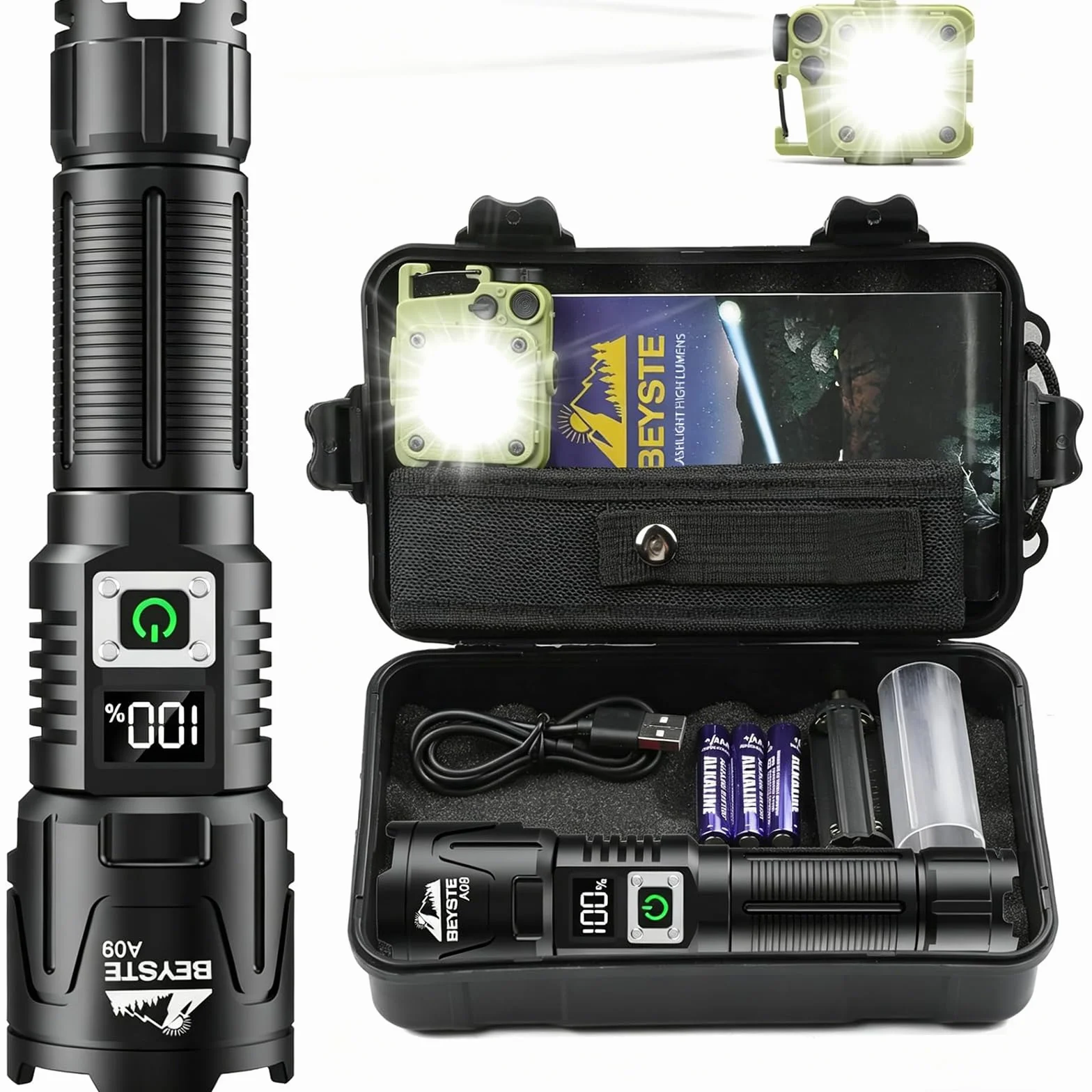 Linternas LED Alta Potencia, 1,000,000 Lúmenes Linterna Recargable Potente Largo Alcance, Linterna Tactica Policial, XHQ99.2 Flashlight De Alta Luminosidad Para Emergencia Camping Regalo