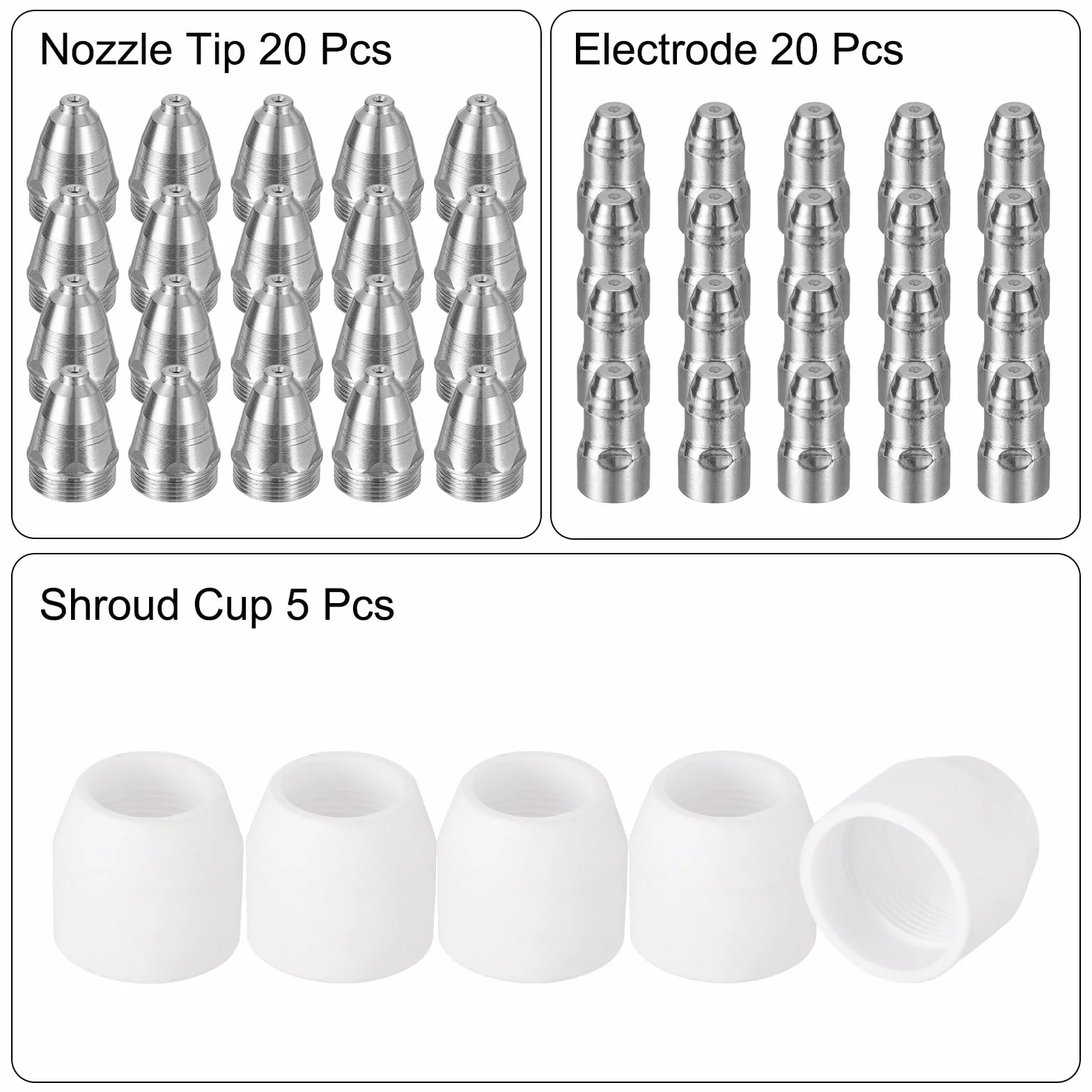 QUARKZMAN 45 Piezas Kit De Consumibles Para Cortador De Plasma P80 Incluye Boquillas Electrodos Y Tazas De Protección Con Punta De Boquilla De 1.5 Mm