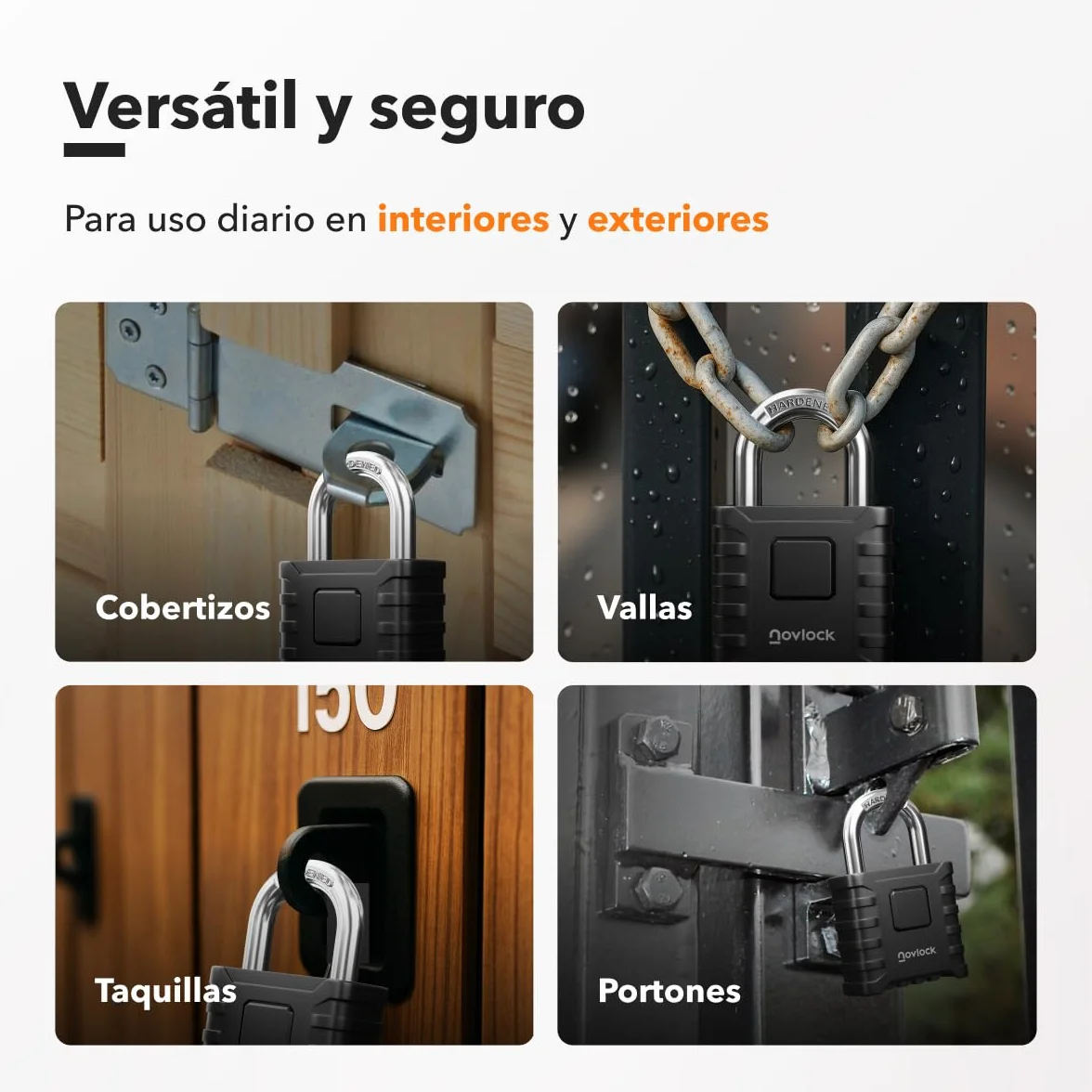 Candados de combinación – resistentes a la intemperie, grande y robustos – para exteriores : portones, vallas, cobertizos, garajes, trasteror, puertas, armoires, taquillas – pack de 1, negro