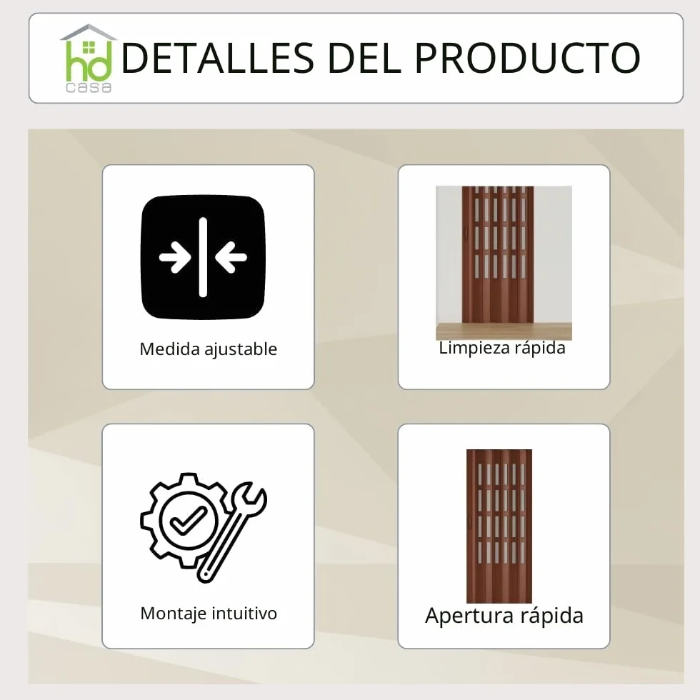 HDcasa Puerta plegable Extra Standard, PVC con cristal transparente, reversible y regulable en altura longitud, para montaje propio, fabricada Italia, decoración del hogar, nogal 82x210 cm