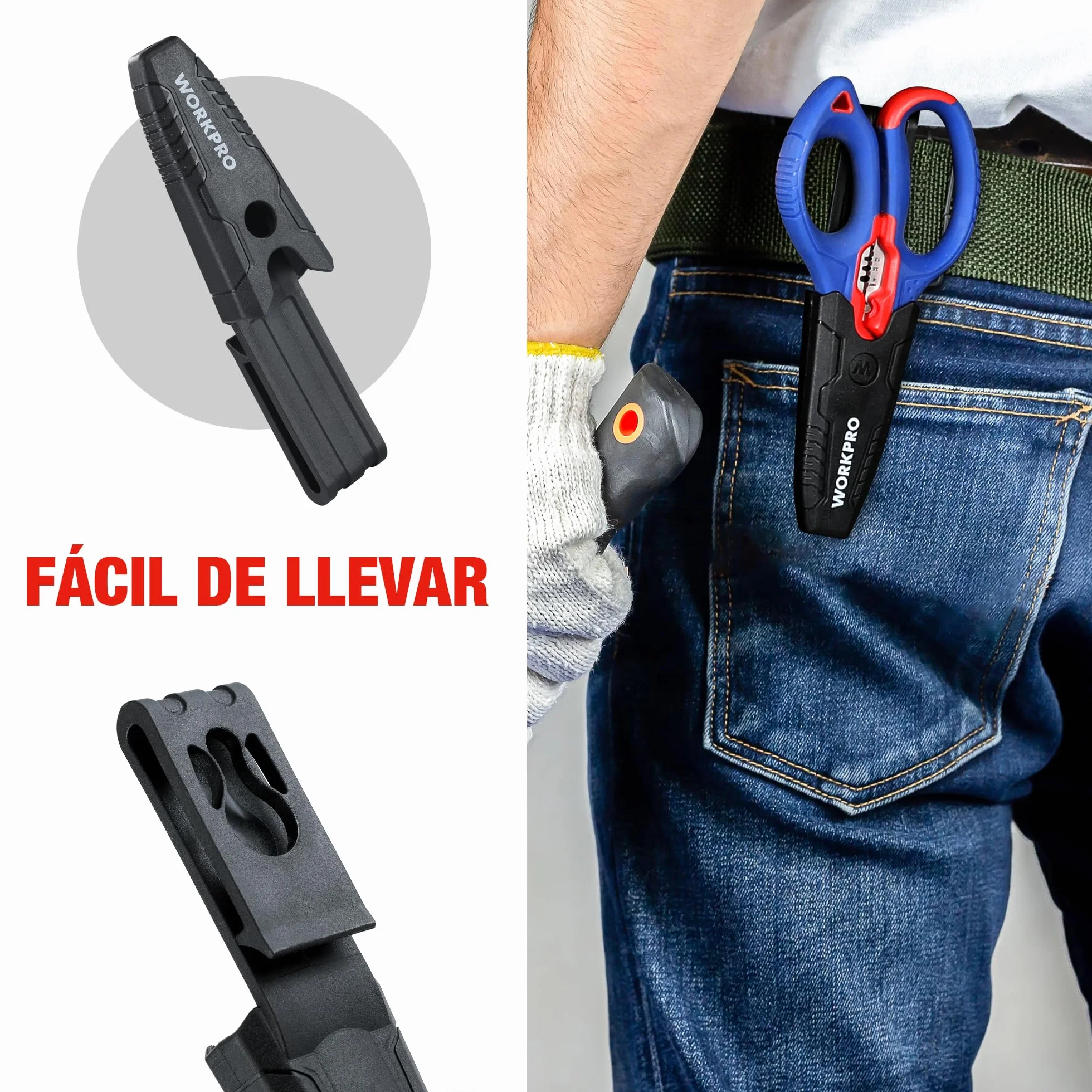 WORKPRO Tijeras Electricista Multifuncionales de Acero Inoxidable 163 mm