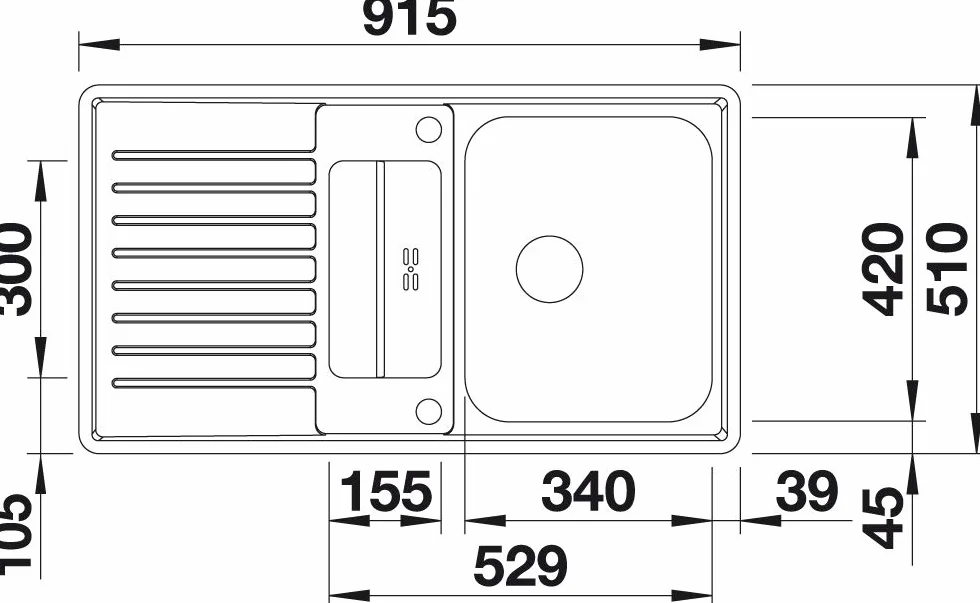 BLANCO CLASSIC PRO 5 S-IF 523663 Grifería de cocina con control a distancia de drenaje, bandeja reversible, mueble de baño de 50 cm, acabado satinado de acero inoxidable