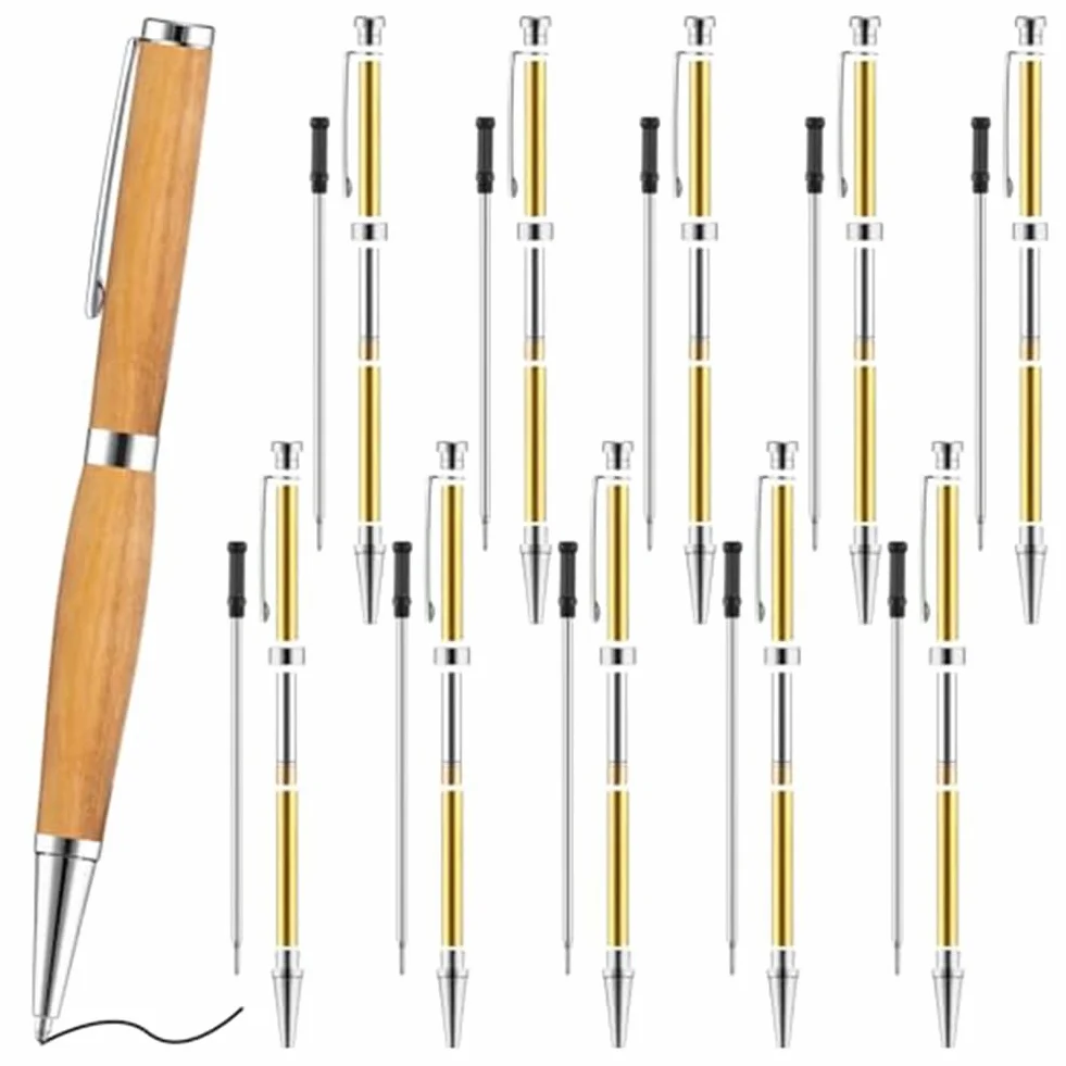Kit de 10 bolígrafos para torneado de madera de 7 mm, plateado