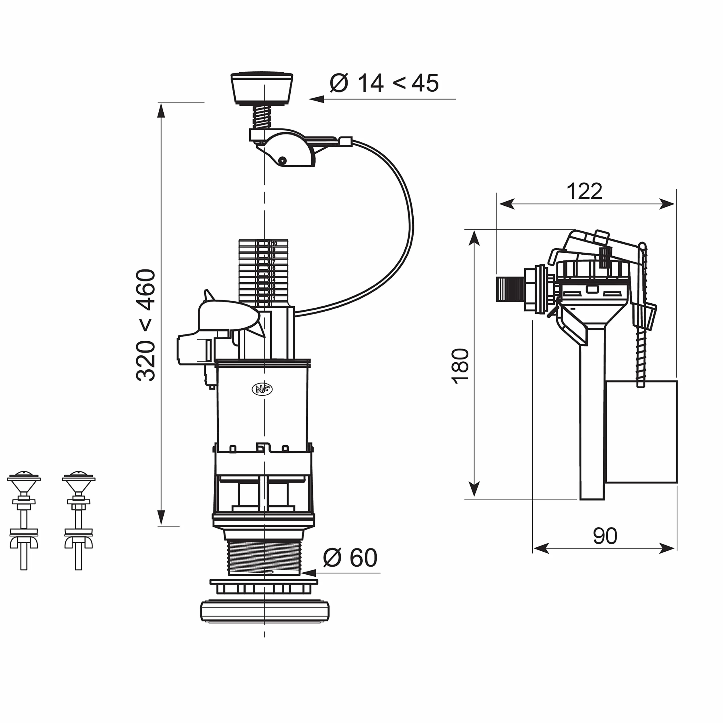 Wirquin 14014002 - Mecanismo para cisterna (3/6L, con grifo Topy 3/8 de latón)