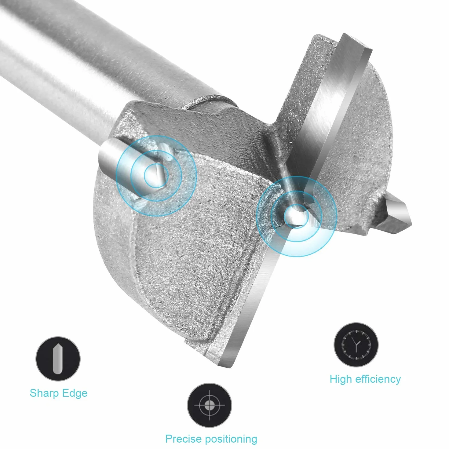 ASNOMY Talla grande Brocas Forstner Set - (40/45/50/60/70 mm) Juego de 5 Brocas Set de Acero al Tungsteno Fresadora Herramienta para taladro, para madera contrachapada, plástico, Madera