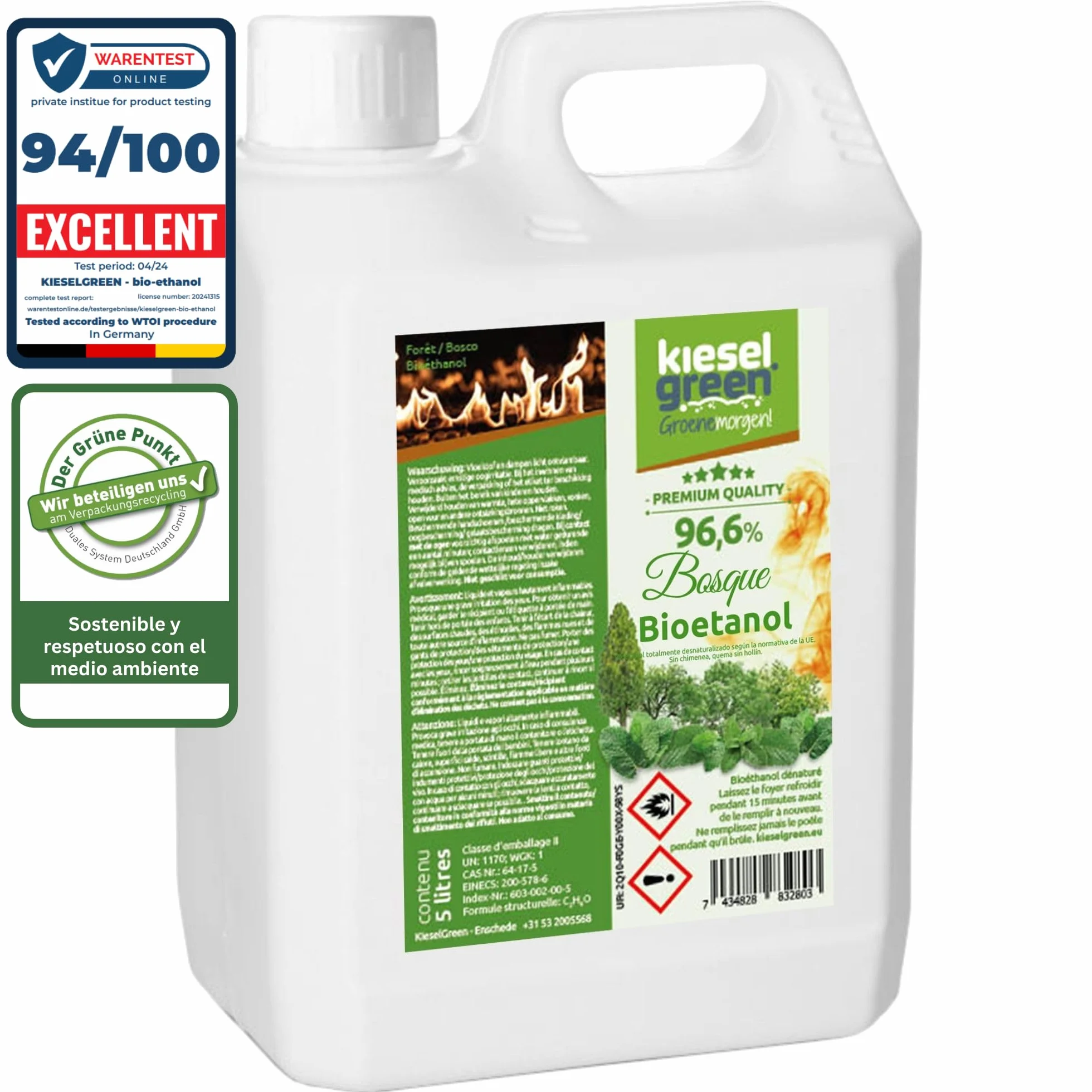Bioetanol 5 Litros con Fragancia para Chimenea de Etanol, Bioalcohol Ambiente