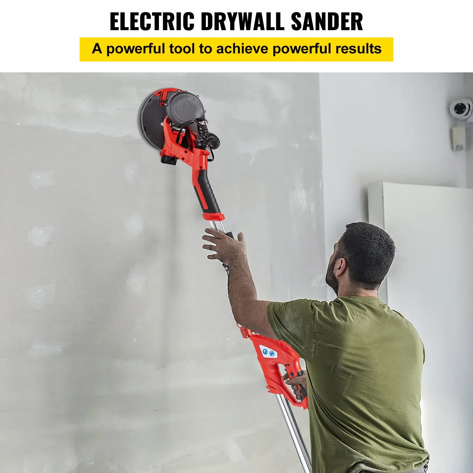 Mophorn Lijadora de Pared 750W, Pulidora de Obra Seca 750W, Lijadora Telescópica para Paredes y Techos, Lijadora Jirafa, Ideal para Lijar Techos y Paredes, Plegable con Luz LED y Bolsa de Vacío
