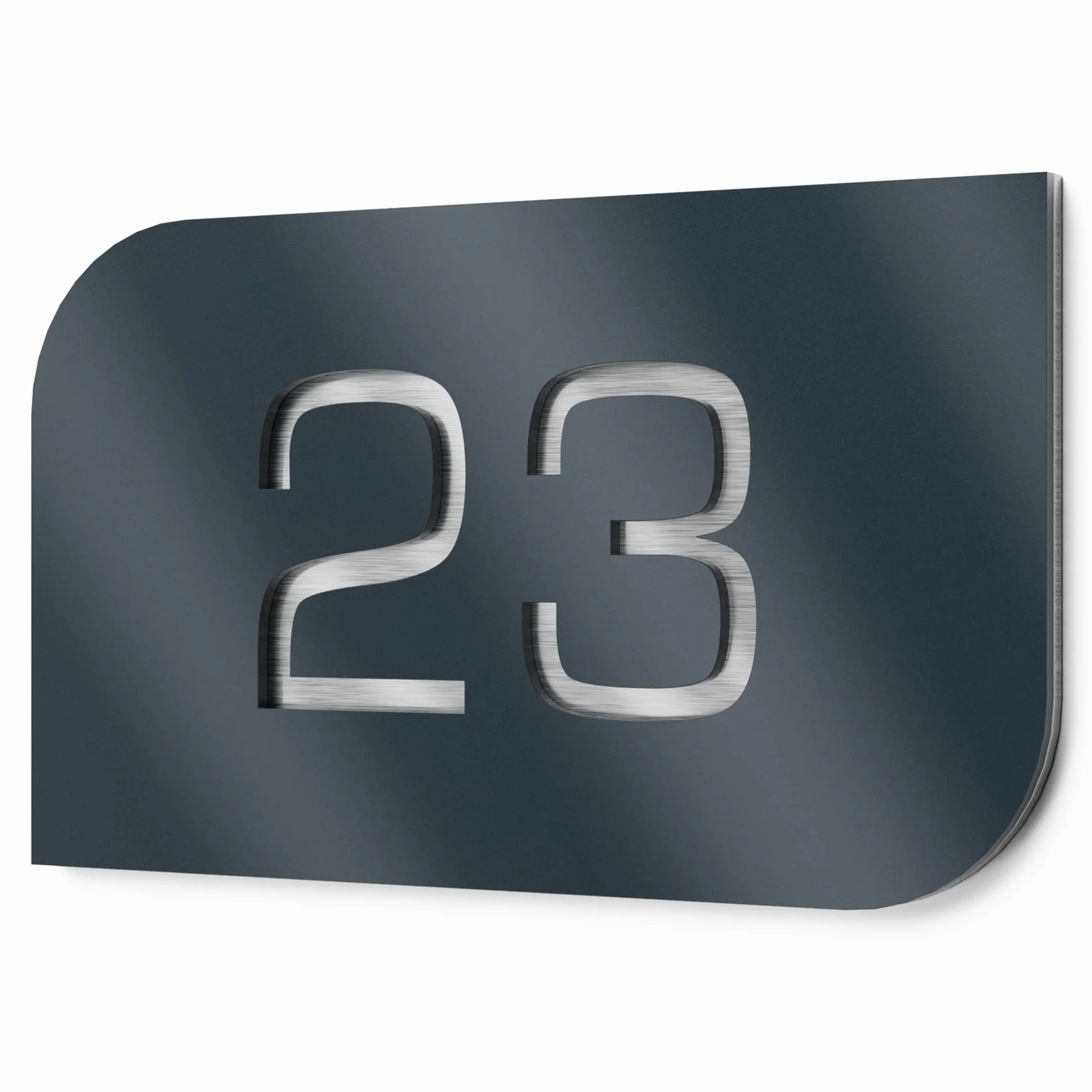 placa de número para exterior – 215x150 mm, acabado antracita RAL 7016, acero inoxidable V2A (AISI 304), personalizable