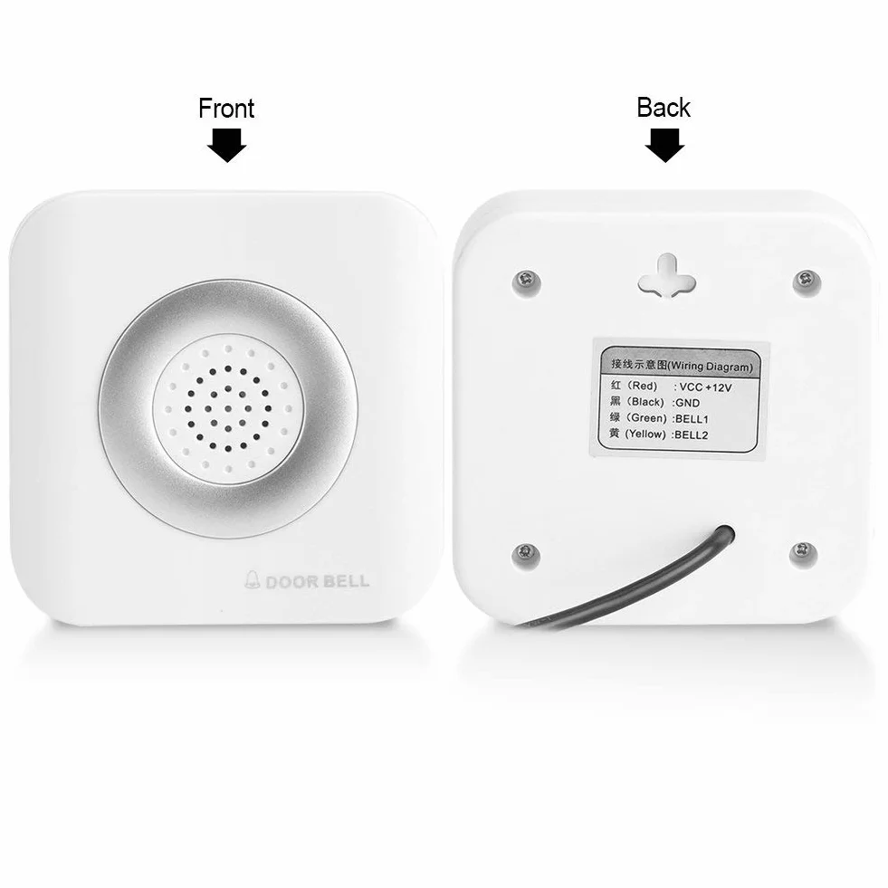 Timbre con cable 12V CC con alarma musical Dingdong para puerta decorativo moderno