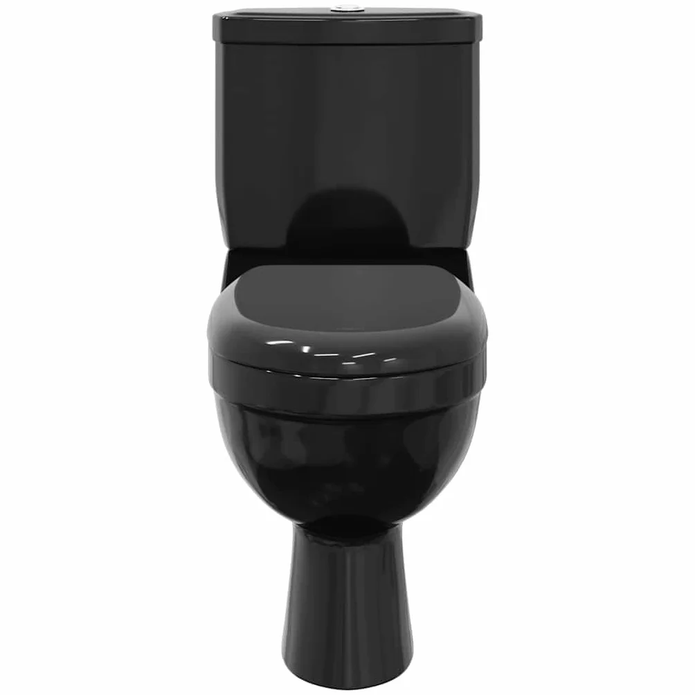 vidaXL Inodoro de Suelo con Cisterna 1 Pieza Cerámico Negro Váter WC Retrete