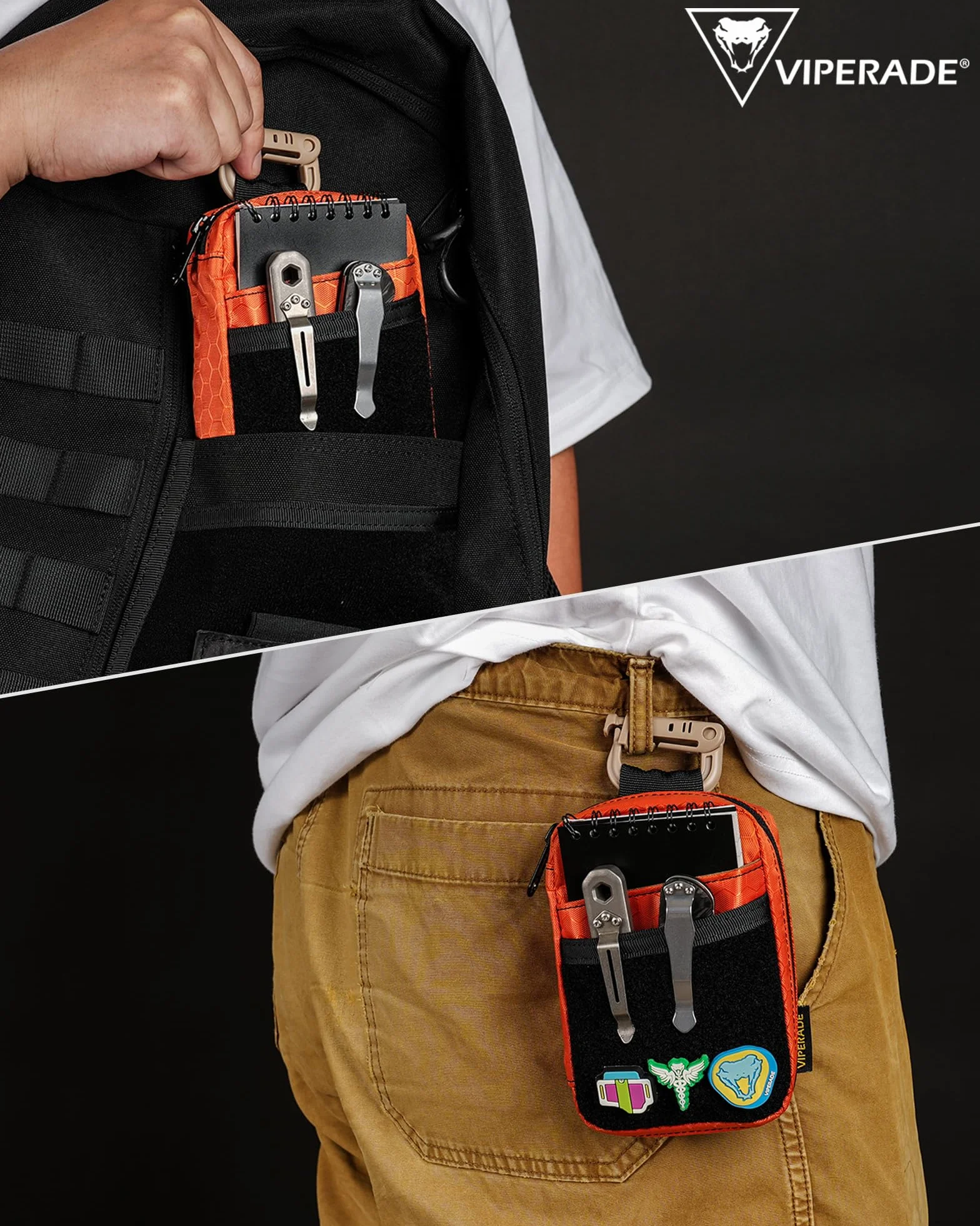 VIPERADE VE26 Bolsa EDC pequeña para Herramientas de Bolsillo y multiherramientas, Organizador EDC con área para Parches para Equipo EDC