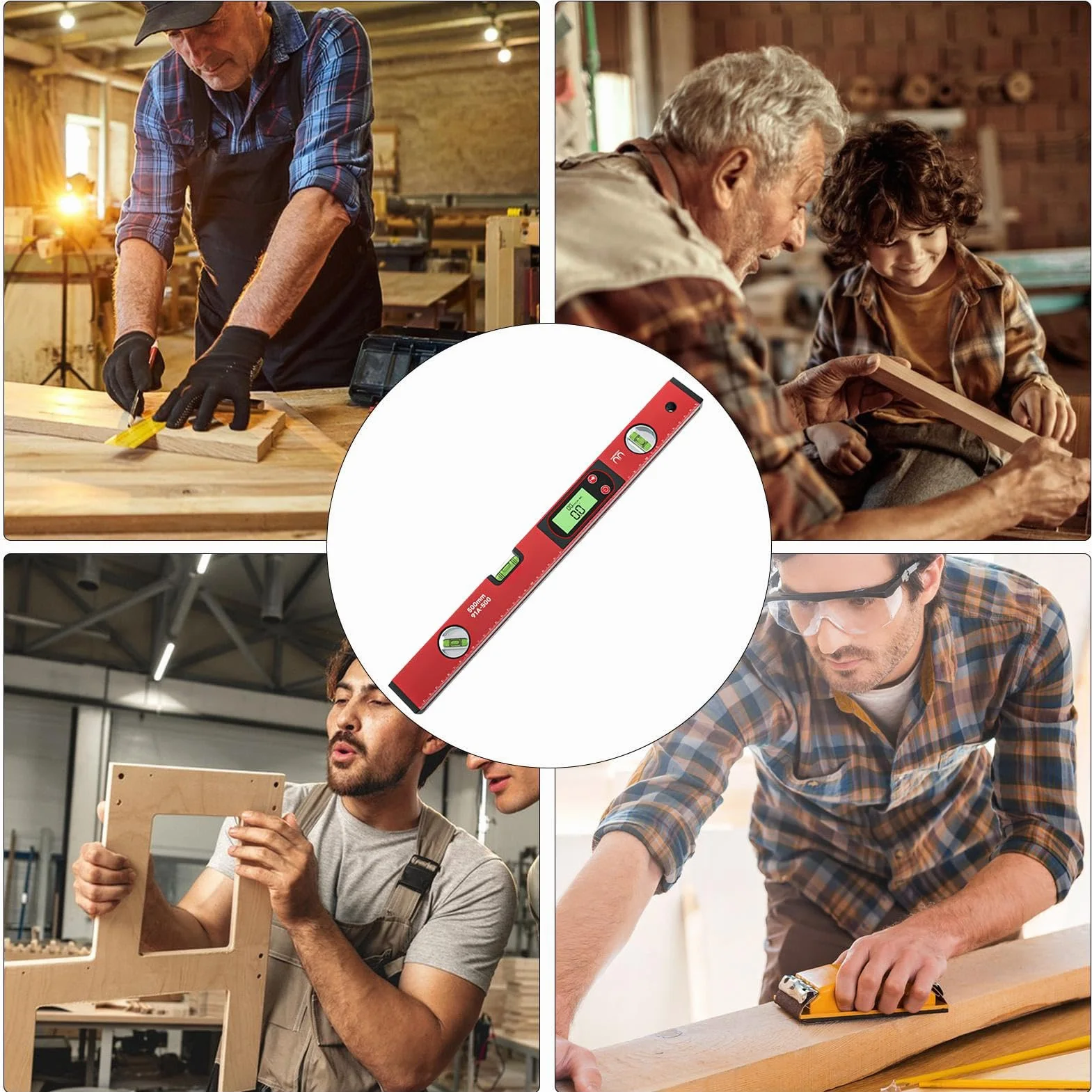 Nivelador de espíritu, regla niveladora de pantalla LED, nivelador de construcción de 3 burbujas, herramienta niveladora vertical ligera para renovaciones del hogar, trabajos de construcción