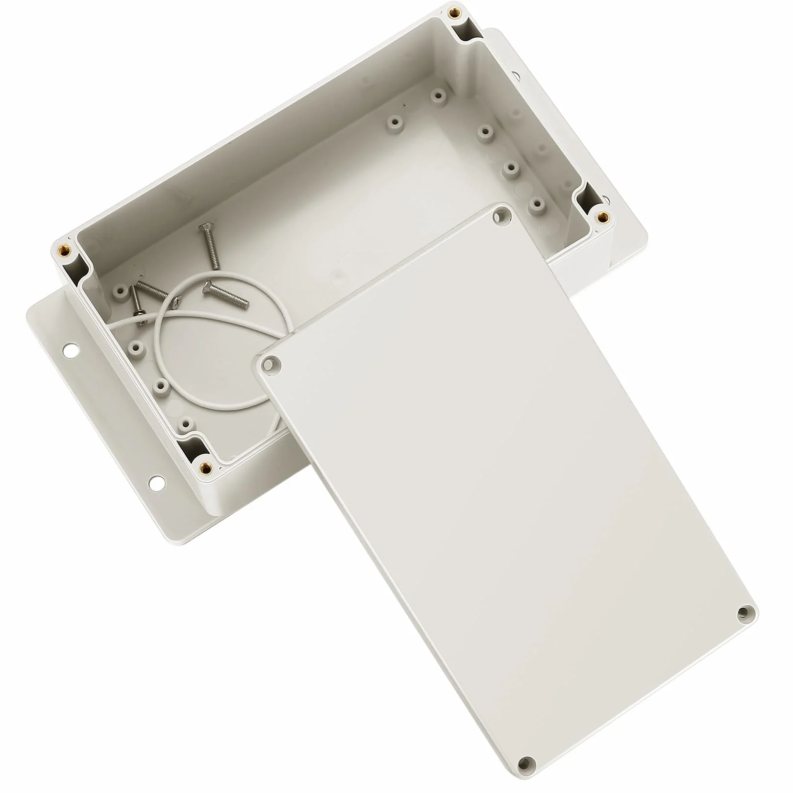 Caja de conexión para electrónica, caja de derivación impermeable IP65, caja de distribución de pared, caja de proyecto electrónico, caja de conexión (Gris-blanco con orejas, 200x120x75mm)