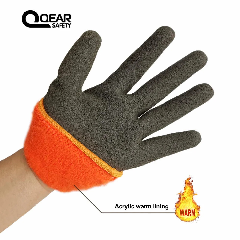 1 par de guantes de trabajo térmicos, guantes resistentes al frío y a prueba de agua, látex totalmente recubierto y palma arenosa (XXL)