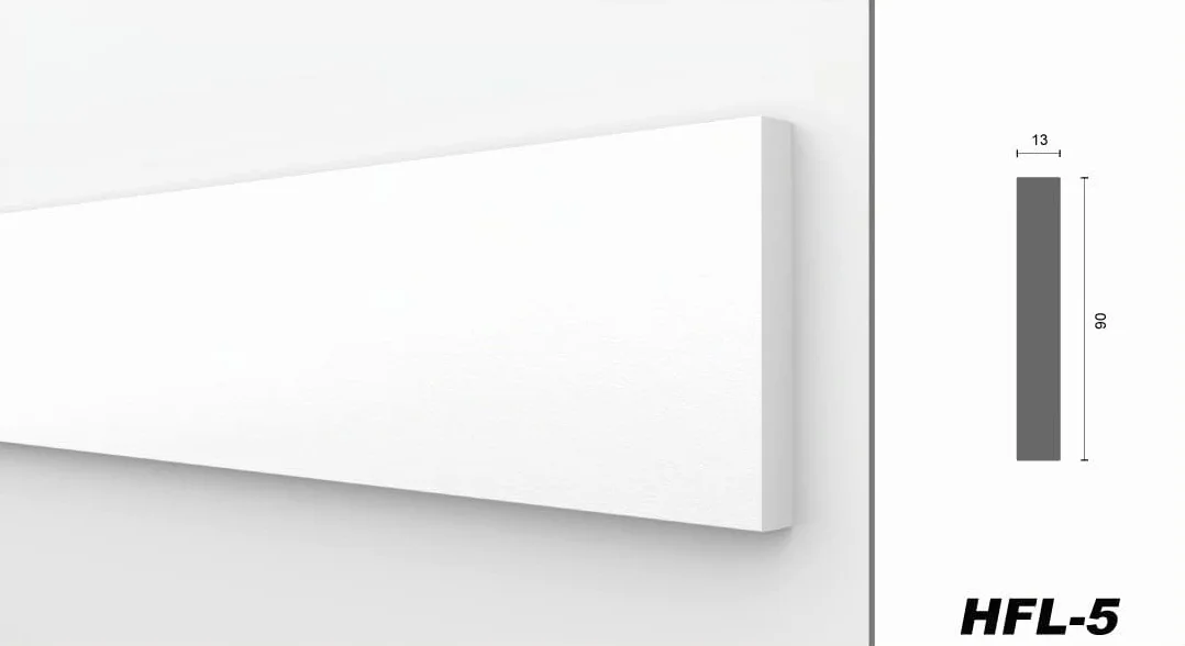 HEXIMO perfiles planos, XPS espuma de poliestireno de paneles de yeso perfiles planos para pared techo acabado tira decorativa construcción techo estuco marco (10,2 metros HFL 5)