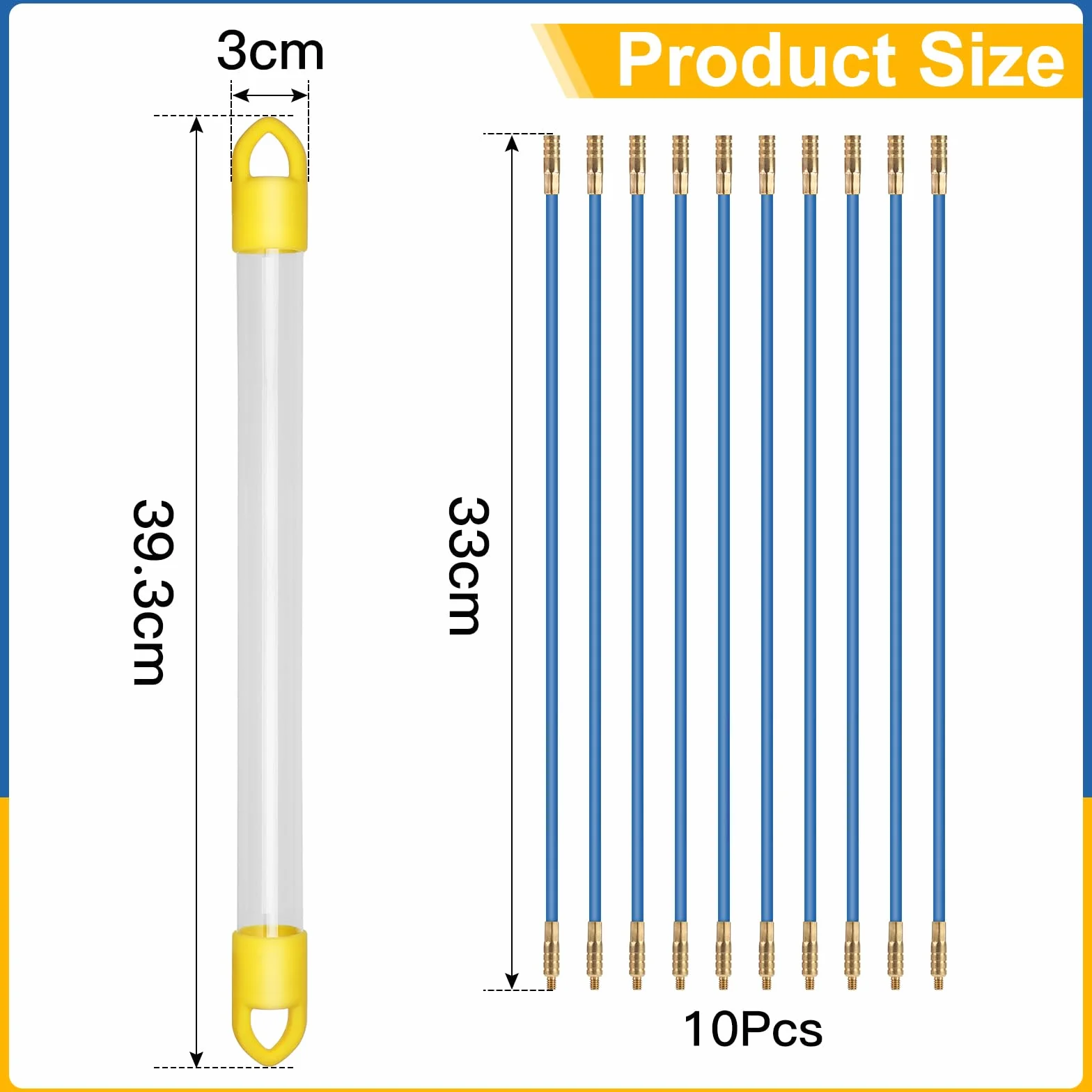 EFUTURETIME 10 x Guia Pasacables Profesional 33cm (Ø 4mm) Aguja Flexible de Fibra de Vidrio, Guia Cable Puller con Accesorios