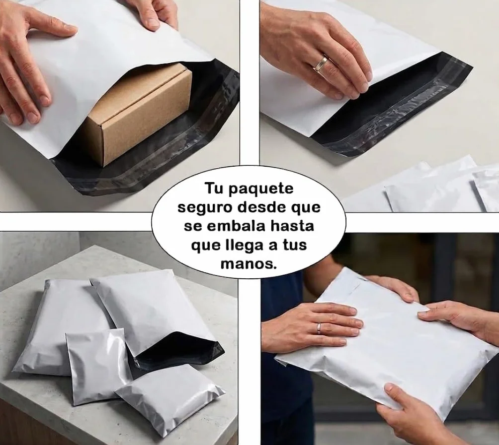 Bolsas para Envíos Autoadhesivos 32x40+5cm 100 Unidades Blancas Impermeables Plástico Reciclado