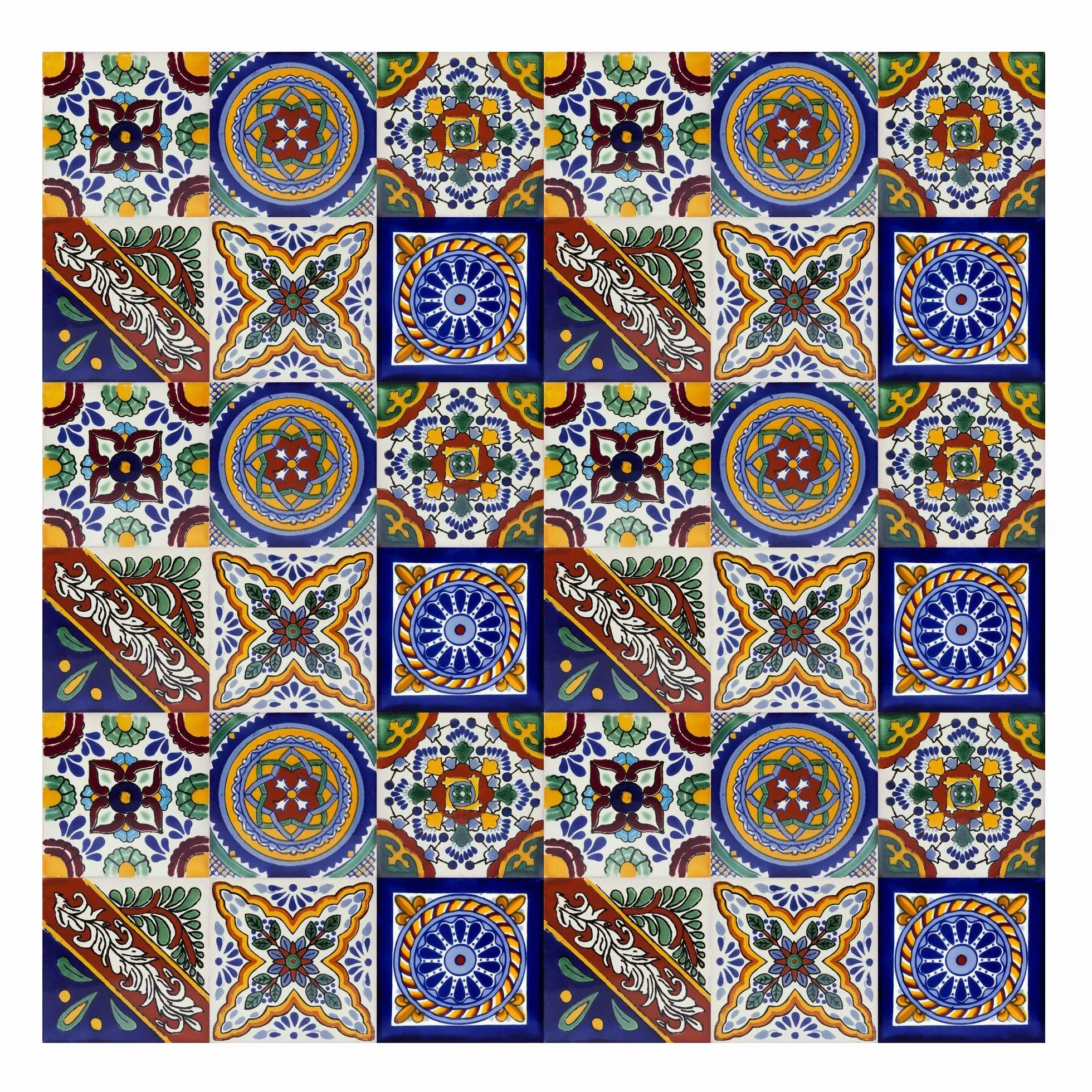 Cerames Azulejos de cerámica Mexicana Ramon - 30 azulejos decorativos de pared mexicanos para baño, cocina, ducha | Azulejos de mosaico de cerámica 10,5x10,5 cm