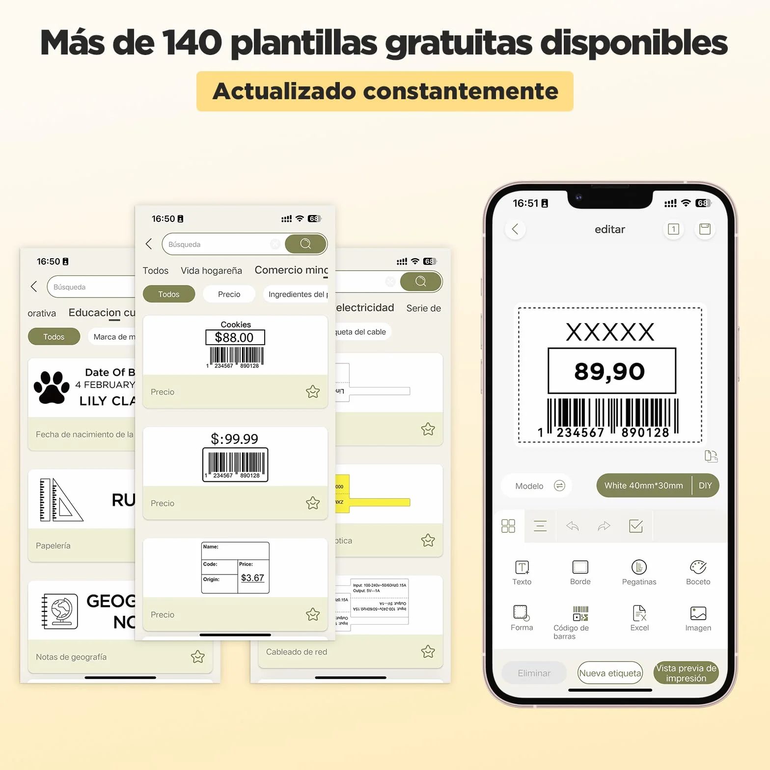 SUPVAN Etiquetadora T50M Pro Impermeable, Smart App 40+ Fuentes, 150+ Diseños, 700+ Iconos