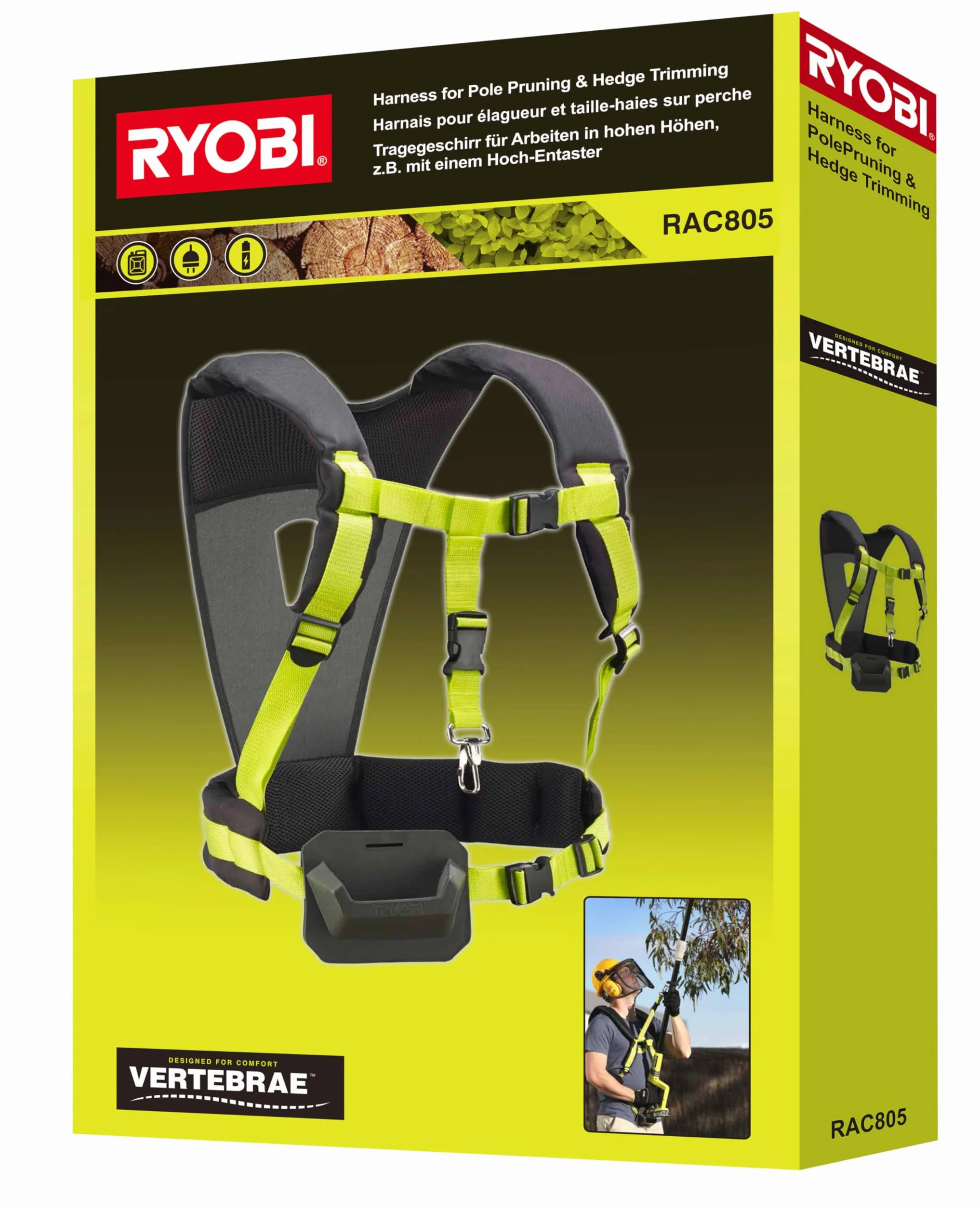Ryobi RAC805 Ryobi RAC805 - Arnés ergonómico para sierra y cortasetos telescópico para RPT4545, RPP750S, RPP755E