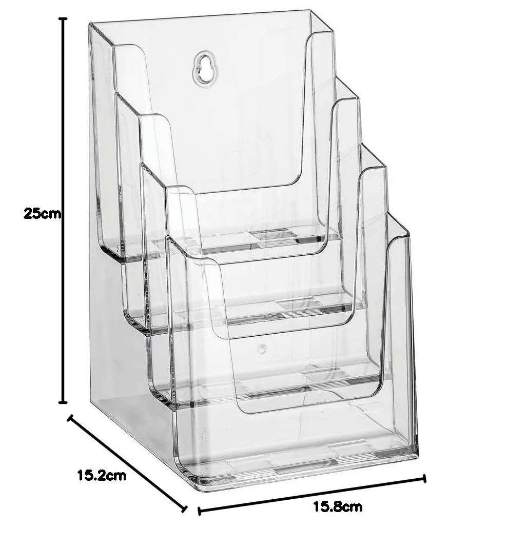 Porta-folletos de sobremesa OPUS 2 350100, poliestireno reciclable, 4 compartimentos, A5