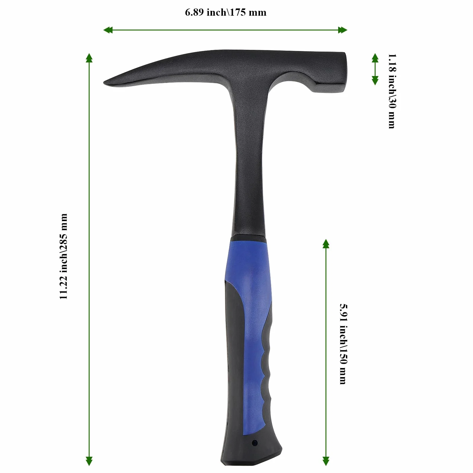 Martillo de 28 onzas, martillo de geología con punta puntiaguda y mango antideslizante de absorción de impactos, martillos de mampostería, buen equilibrio