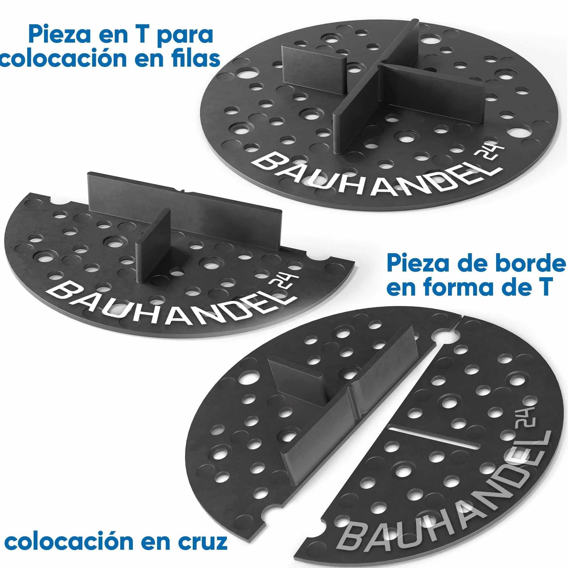 Bauhandel24 cruces para juntas 3 mm 50 unidades color negro cojinete de placas almohadillas con plato exterior cruces de juntas grava para exteriores rodamiento de grava terraza balcón piedra