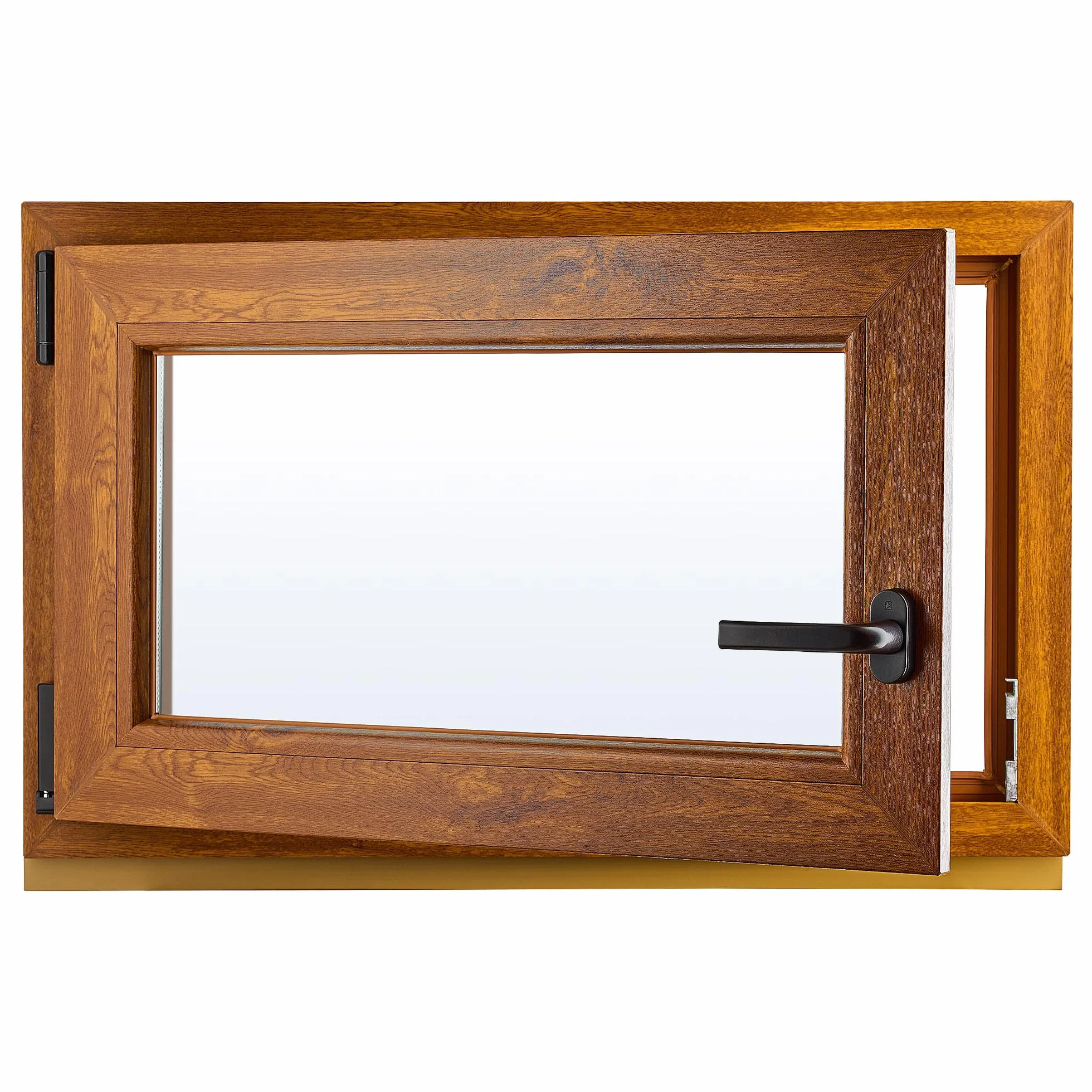 Ventana de PVC - Ventana de Plástico - Resistente a las Influencias Ambientales - Protección Contra Robo - Aislamiento Contra Ruido, Viento - Roble Dorado - 800x500cm - 4-16ar-4i