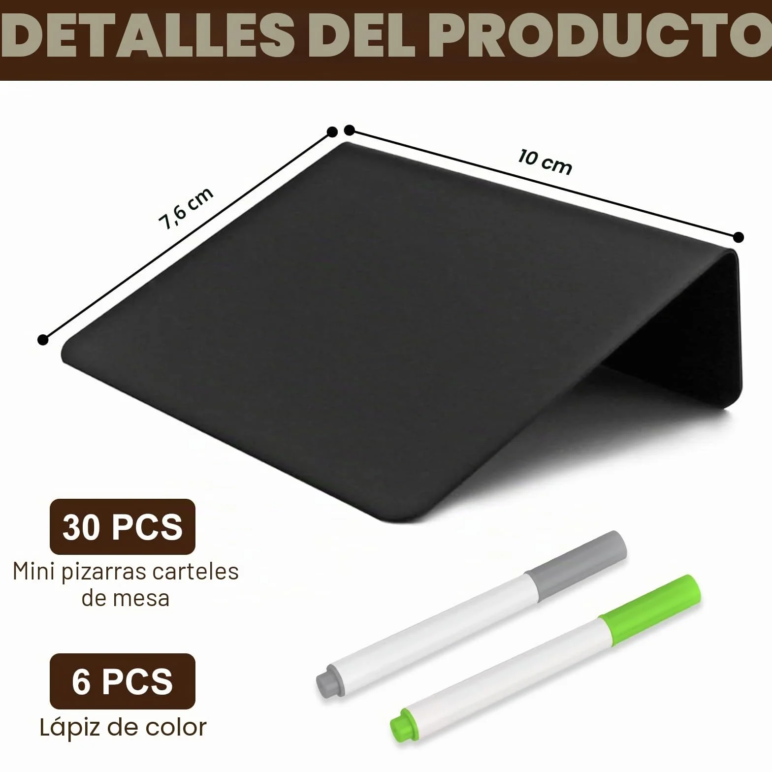 Mini Pizarras Negras para Precios - Tablero Tiza Acrílica con 6 Rotuladores - Carteles Mesa Restaurante