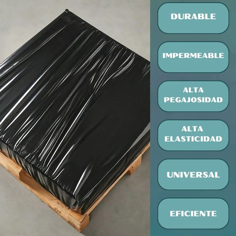 RAGO® Film Negro para Embalar 130m I Rollos de Plastico 0,85kg I Film para Embalar I 7,5 x 7,5 x 40 cm I Papel film I Rollos de Plastico para Embalar I Plastico Embalaje +dispensador