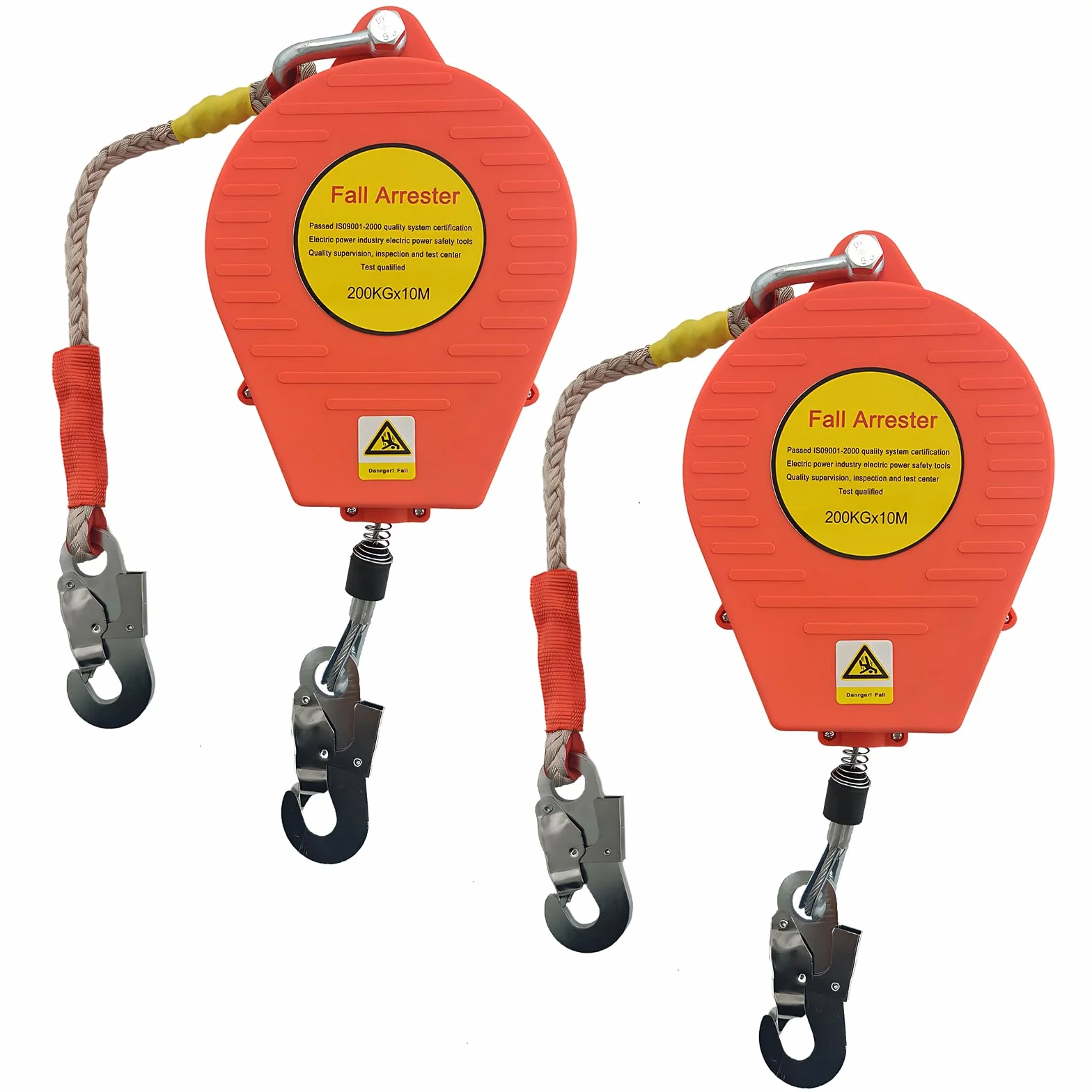 Dispositivo Anticaidas Retráctil, Rojo Linea de Vida Retractil Homologado 200 KG, 10m Arnés de Seguridad Anticaídas Retráctil Trabajo en Tejados/Altura(Rojo - 2 Piezas,10m)