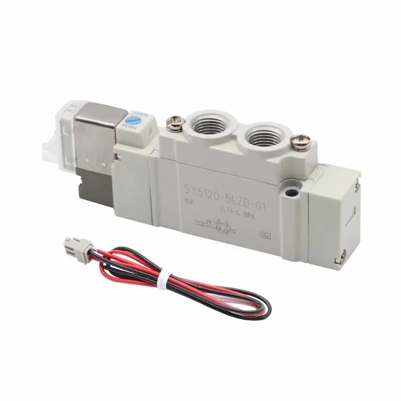 Electroválvula de 5 puertos, serie SY3120/SY5120/SY7120, 1 unidad, con piloto interno, normalmente cerrada, for automatización neumática(SY7120-5LZD-C10)