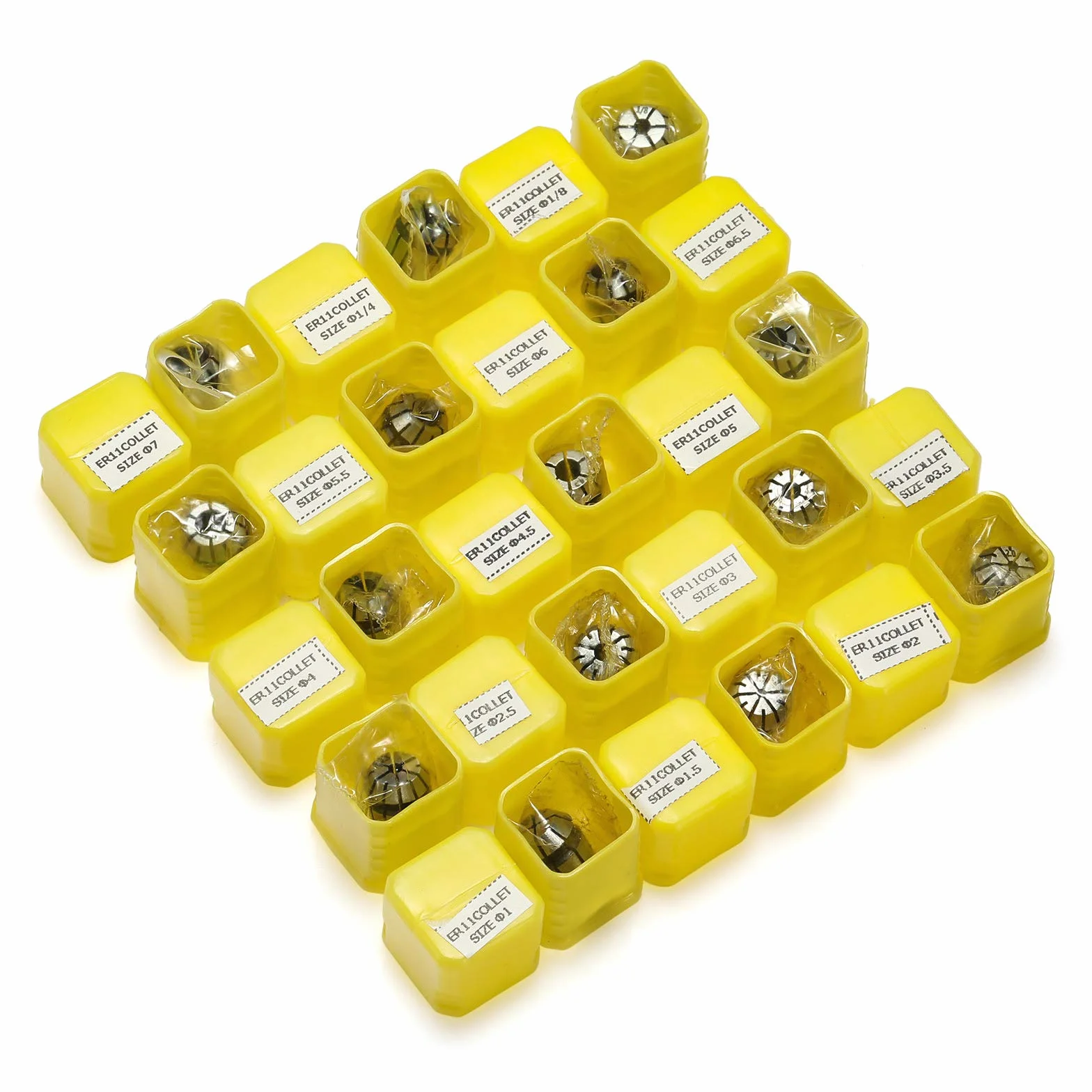 Genmitsu ER11 - Juego de pinzas de resorte de 1 a 7 mm, 1/8 pulgadas, 1/4 pulgadas para dispositivo de sujeción CNC, máquina de grabado, fresado, torno, paquete de 15