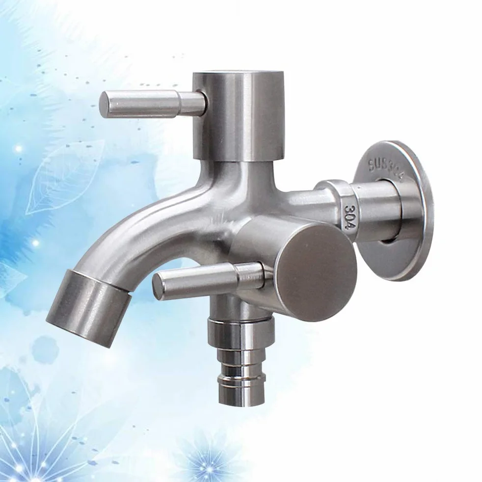 Yardwe Grifo Doble Salida Inoxidable 304 Para Lavadora Y Cocina Con Control Independiente Del Flujo Compatible Con La Mayoría De Mangueras Instalación Fácil Para Hogar Y Lavadero