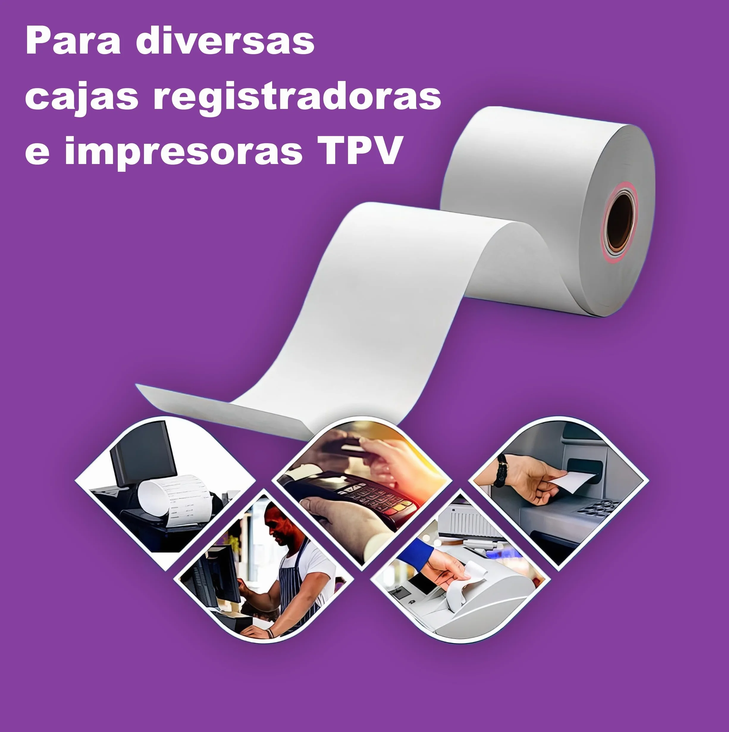 C&P Rollos Papel Térmico 80x80x12 mm para Sumadora Impresora TPV, Sin Bisphenol A (8 unidades)