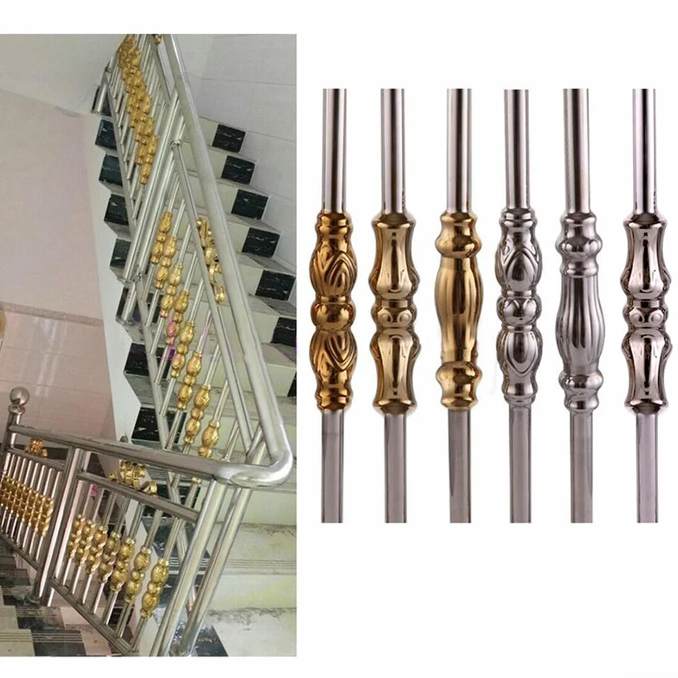 Piezas de balaustre de balcón de escalera de estilo europeo, barra de acero inoxidable 304, columnas de acero inoxidable, para escaleras y balcones con diseño clásico (barra de loto