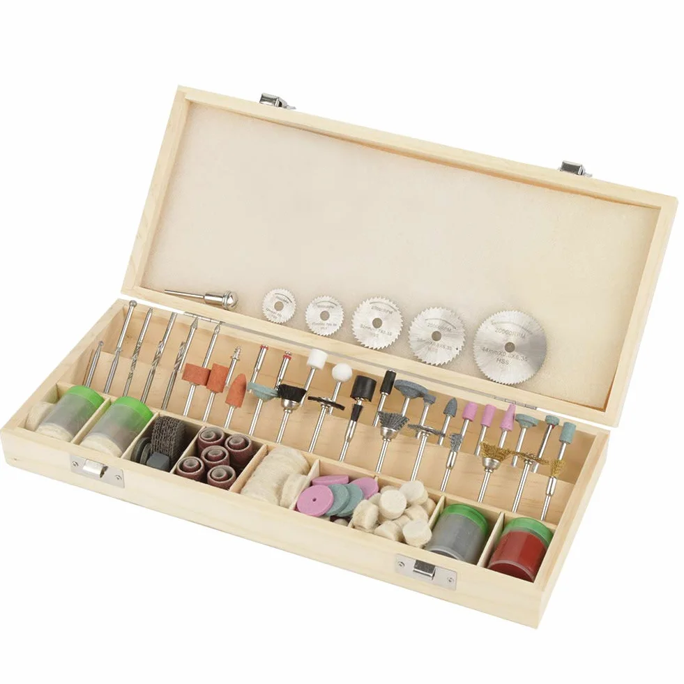 Juego de Accesorios de Herramientas Profesionales para Grabado, Perforación y Corte, Ideal para Proyectos de Bricolaje, Caja de Almacenamiento de Madera, 242 Uds.