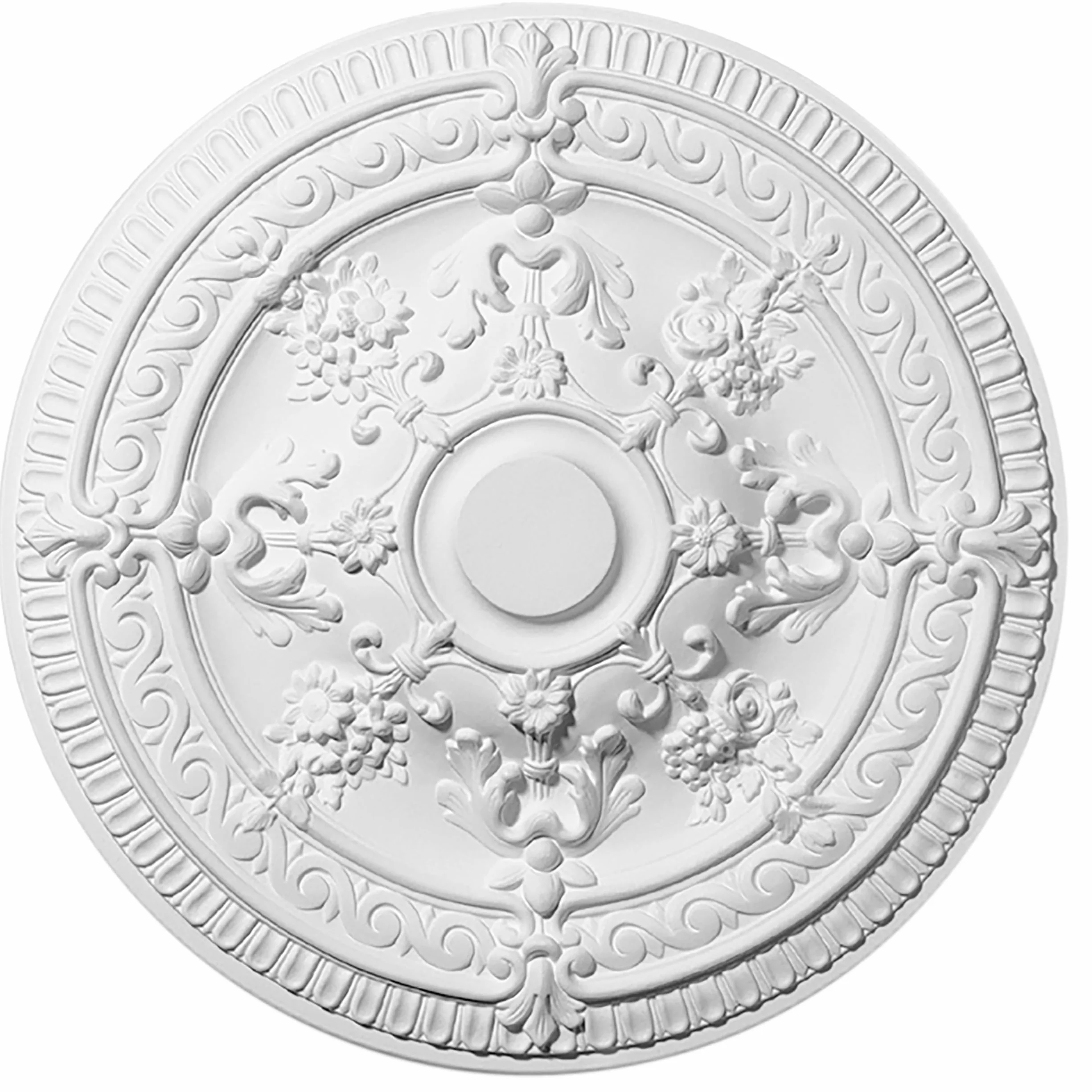 DECOSA Rosetón Elena, blanco, 1 pieza de 62,5 cm de diámetro, roseta de estuco de poliestireno, roseta de techo personalizable