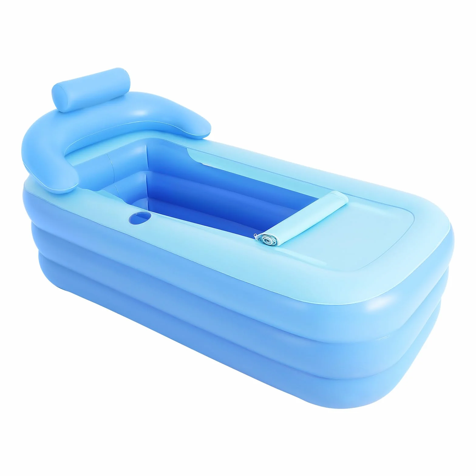 Bañera plegable, 160 x 84 x 64 cm, azul plegable, para baños de adultos, baños infantiles y natación infantil