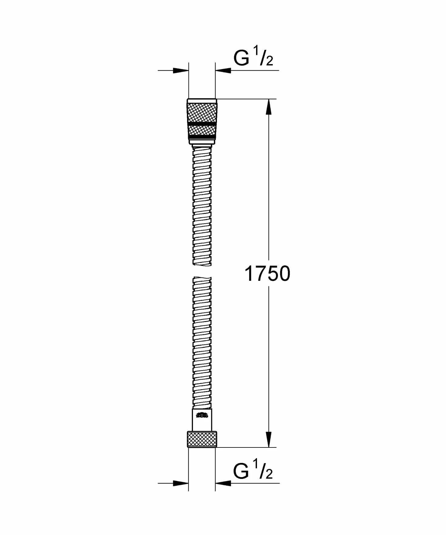 GROHE Vitalioflex Metal - Flexo de ducha (1.75m, resistente al calor, sistema anti-torsión, conexión universal, instalación QuickFix), cromo, 22100000