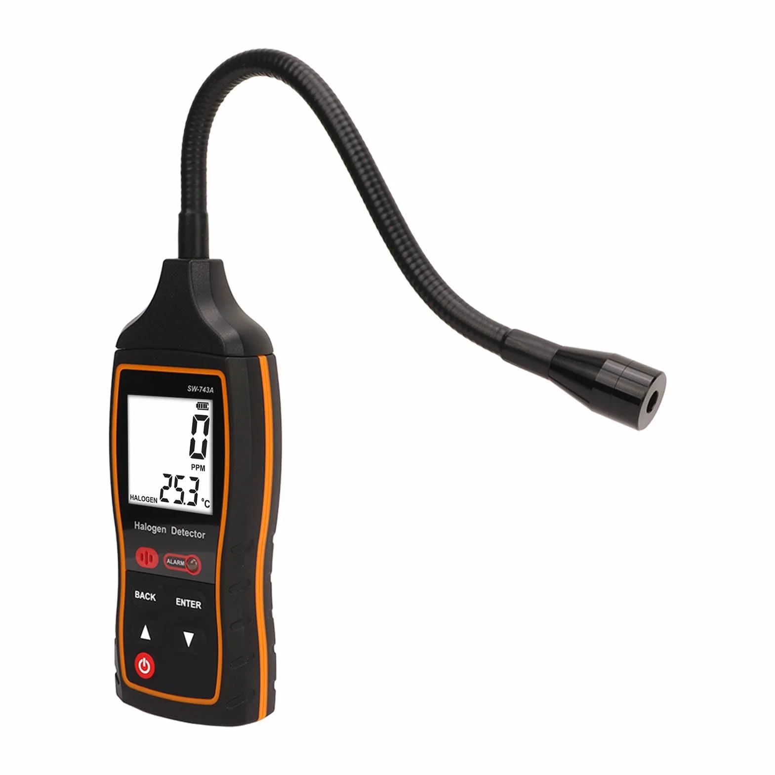Jeffergarden Detector de Gas Halógeno Detector de Gas Refrigerante ABS 0 a 1000 PPM con Sonda Flexible de 26 Cm LCD y Sensibilidad Ajustable para HVAC AC Refrigeración Extinción de Incendios