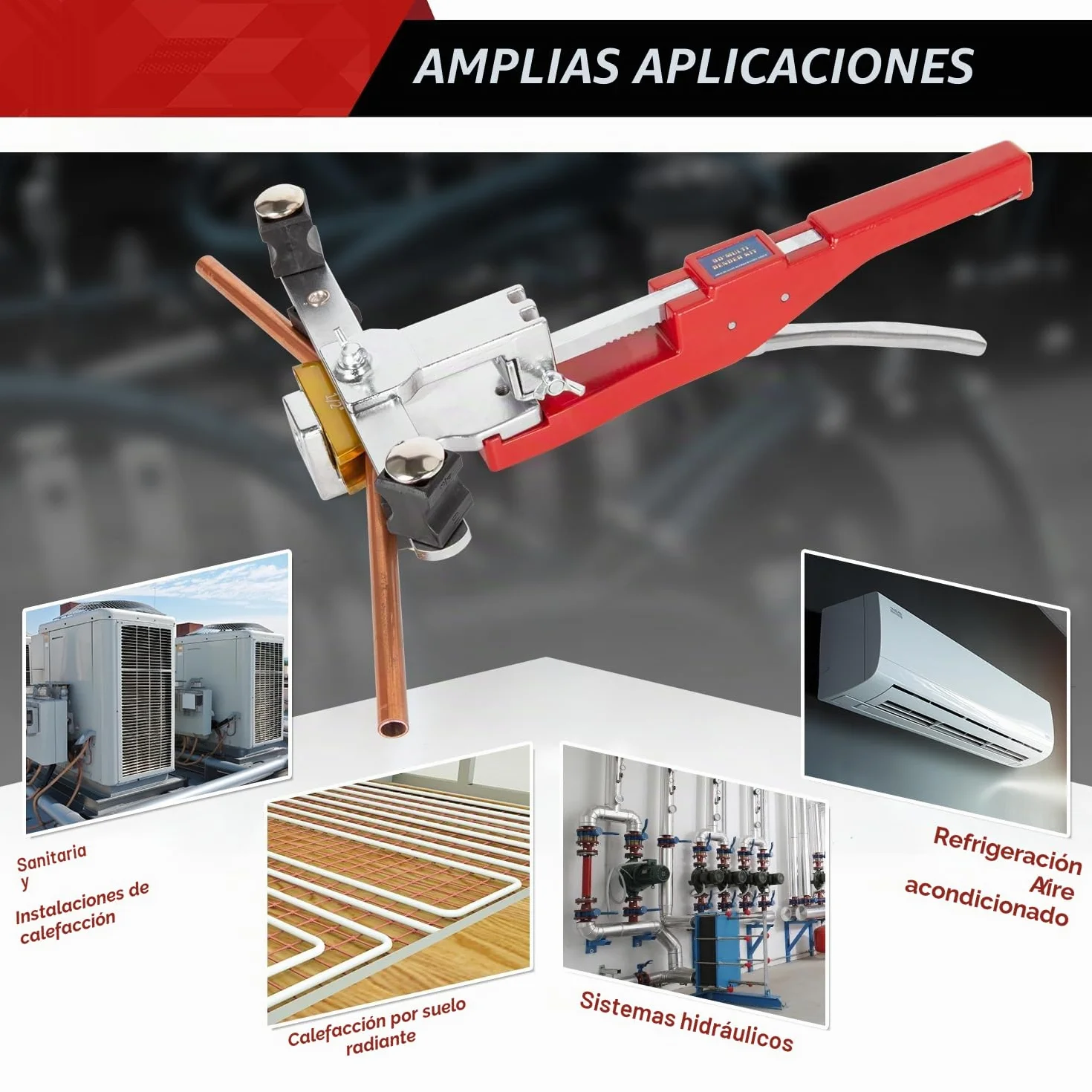 Dobladora de tubos de cobre y tubos de freno manual con cortador de tubos, desbarbador para aire acondicionado, alicates de flexión, línea de freno, herramienta de flexión de 1/4 "- 7/8"